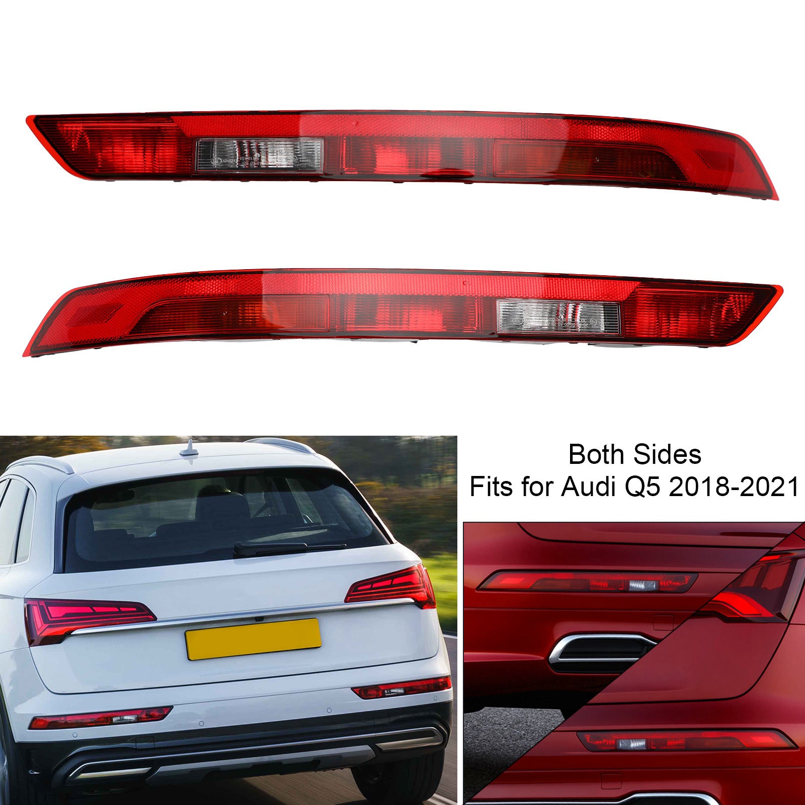 Pair Rear Bumper Lower Tail Light Brake Stop Lamp For Audi Q5 18-2021 US Version