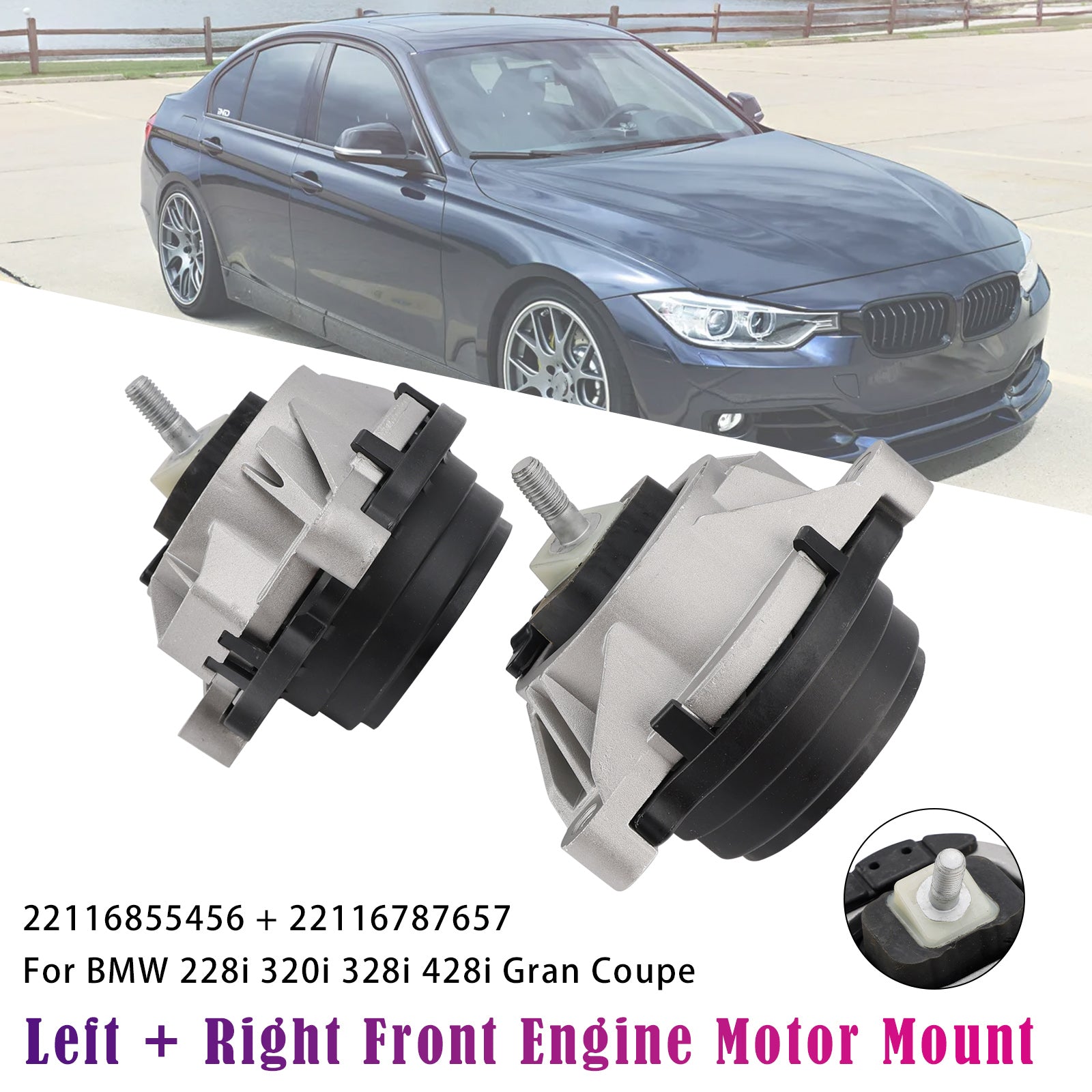 22116787657 22116855456 For BMW 328i F30/F31 2012-2016 L4 2.0L Left + Right Front Engine Motor Mount