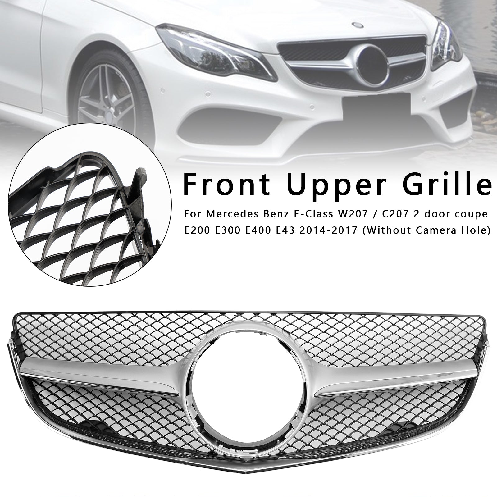 Front Bumper Grill Grille Fit Mercedes Benz E-CLASS W207 Coupe 2014-2017