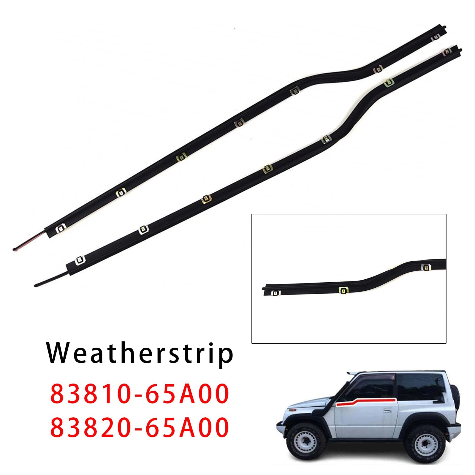 For Suzuki Sidekick Sport SV418 2PCS Door Belt Weatherstrip 83820-65A00