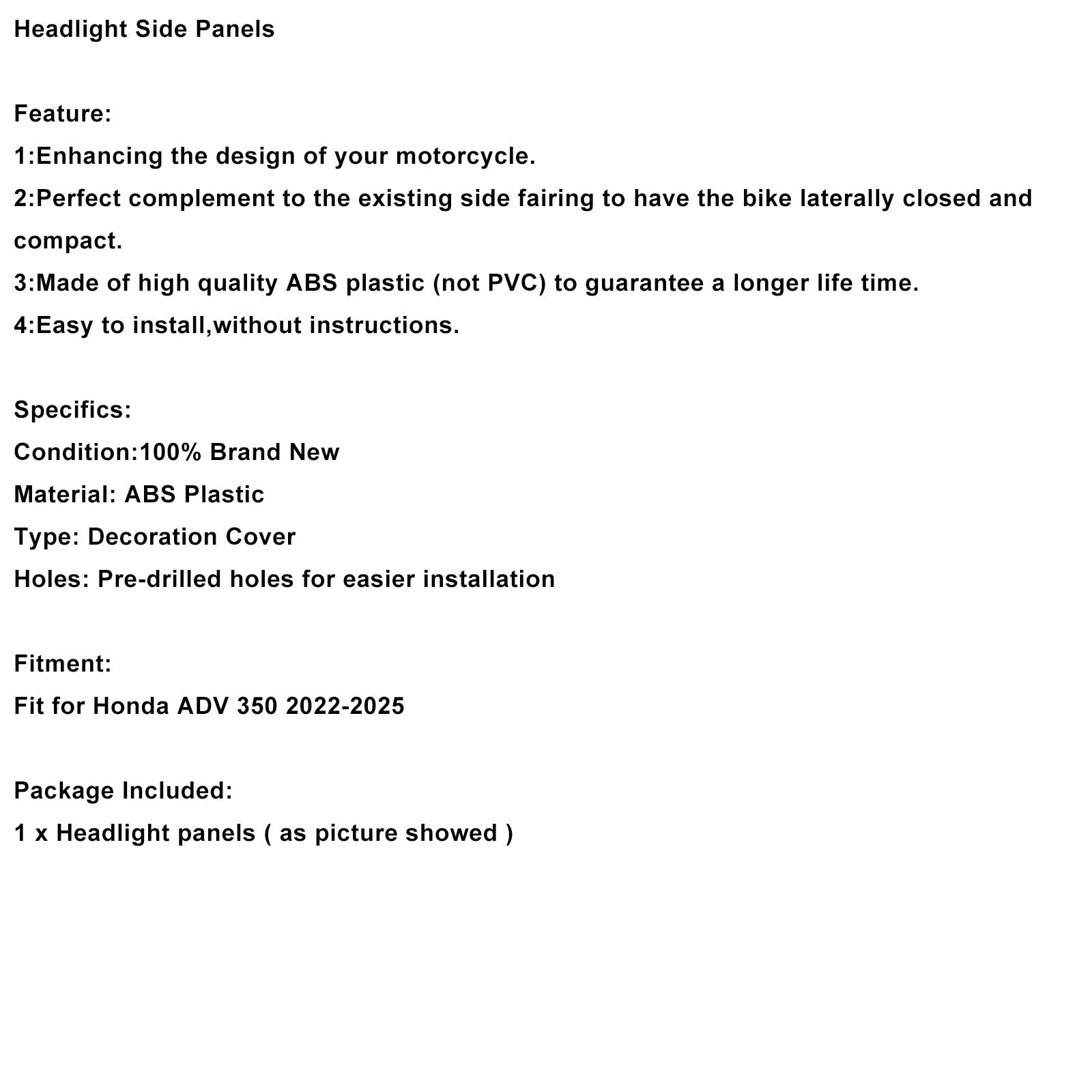 2022-2025 Honda ADV 350 Headlight Side Panels Fairing