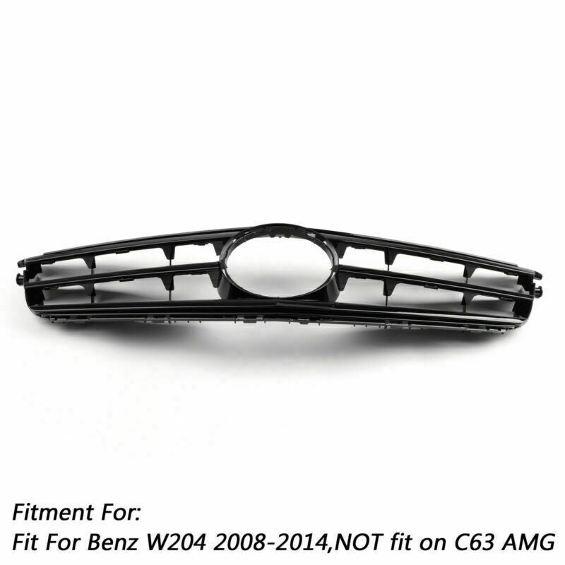 Front Bumper Grille Fit For Benz C Class W204 W/LED Emblem C300/C350 08-14 Blk