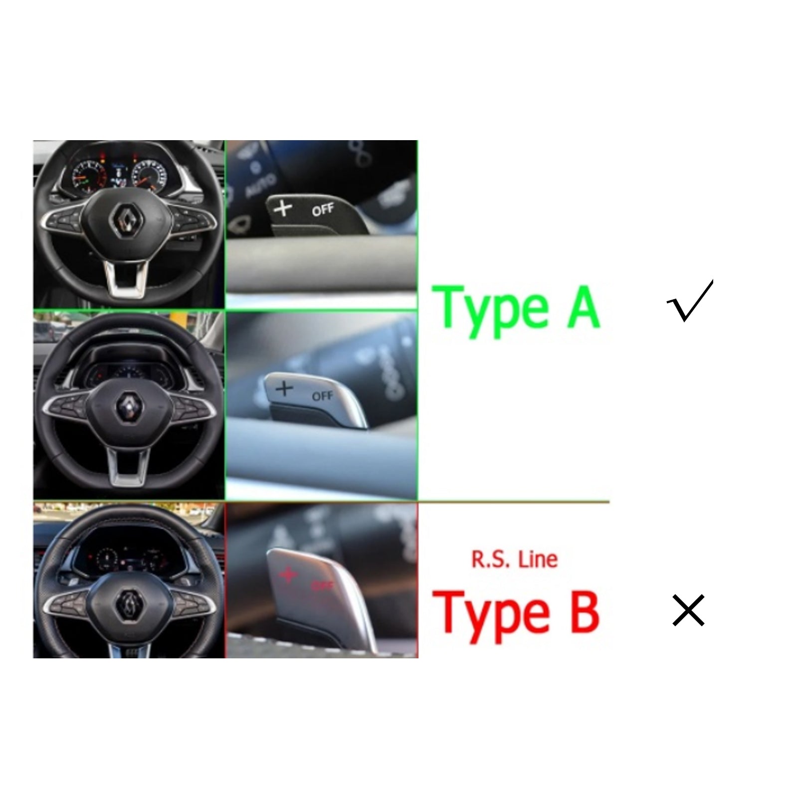 Steering Wheel Paddle Shifter Extension For Renault Clio Captur Aluminium