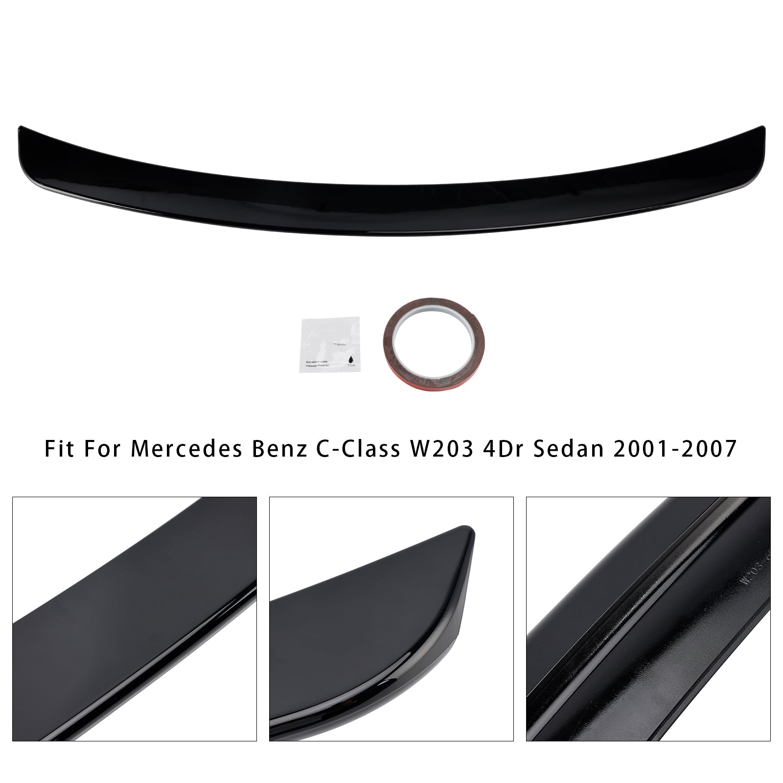Gloss Black Rear Spoiler For Mercedes-Benz C-Class W203 2001-2007 Sedan