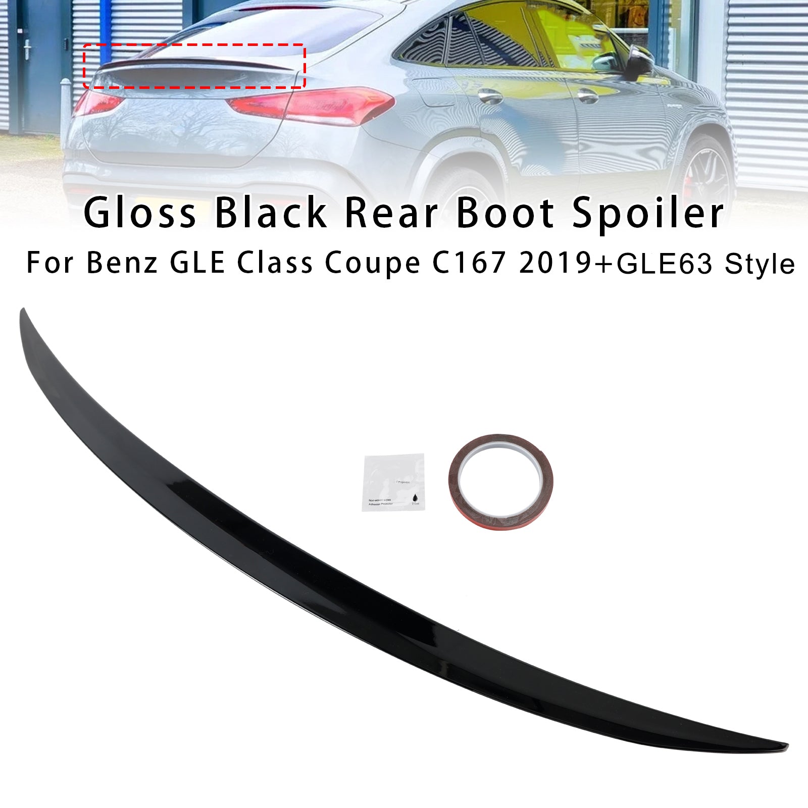 Gloss Black Rear Boot Spoiler For Benz GLE Class Coupe C167 2019+ GLE63 Style