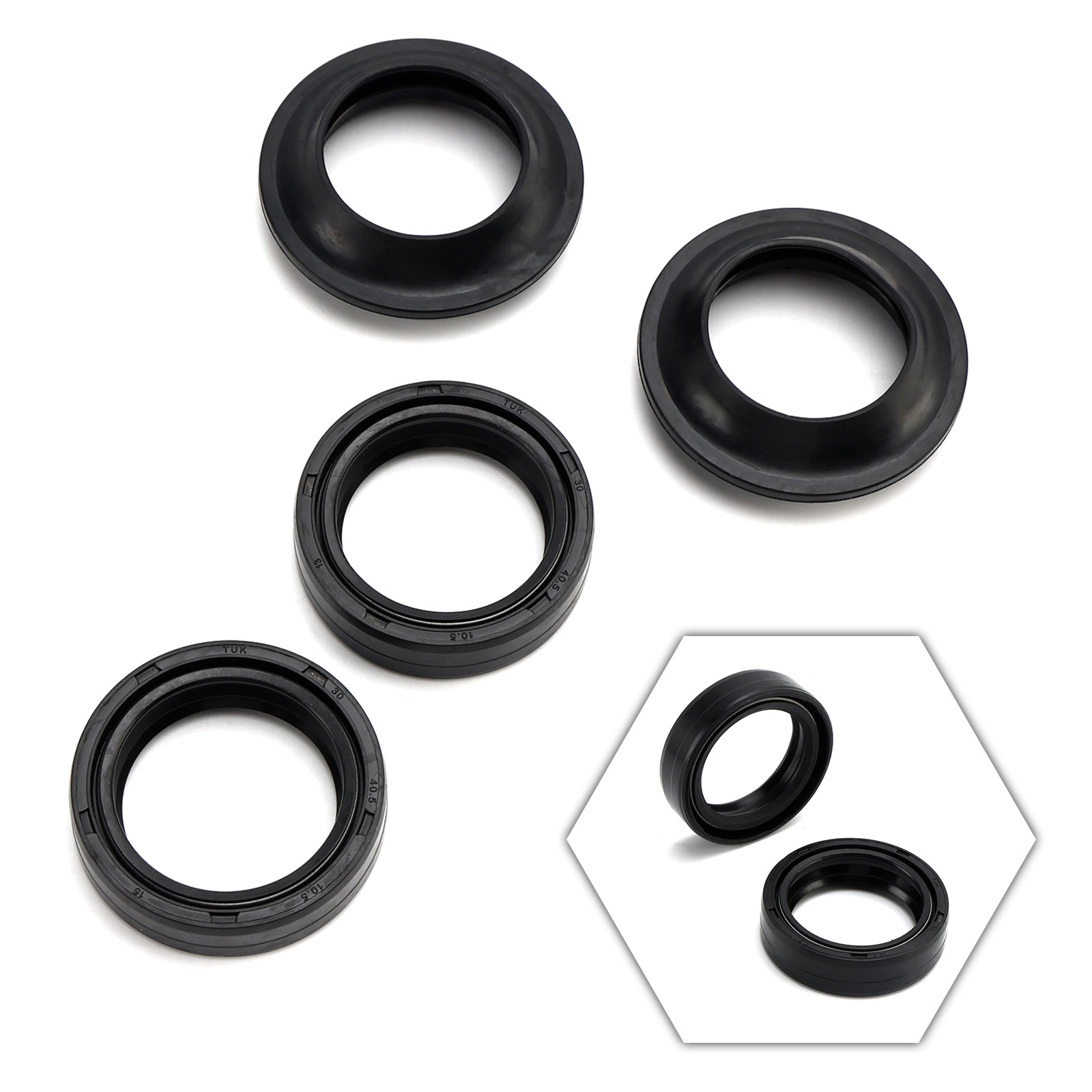 Juego de sellos y polvo de horquilla para Yamaha TTR125 TY125 YBR125 DT125 RD125 1974-2014 Genérico