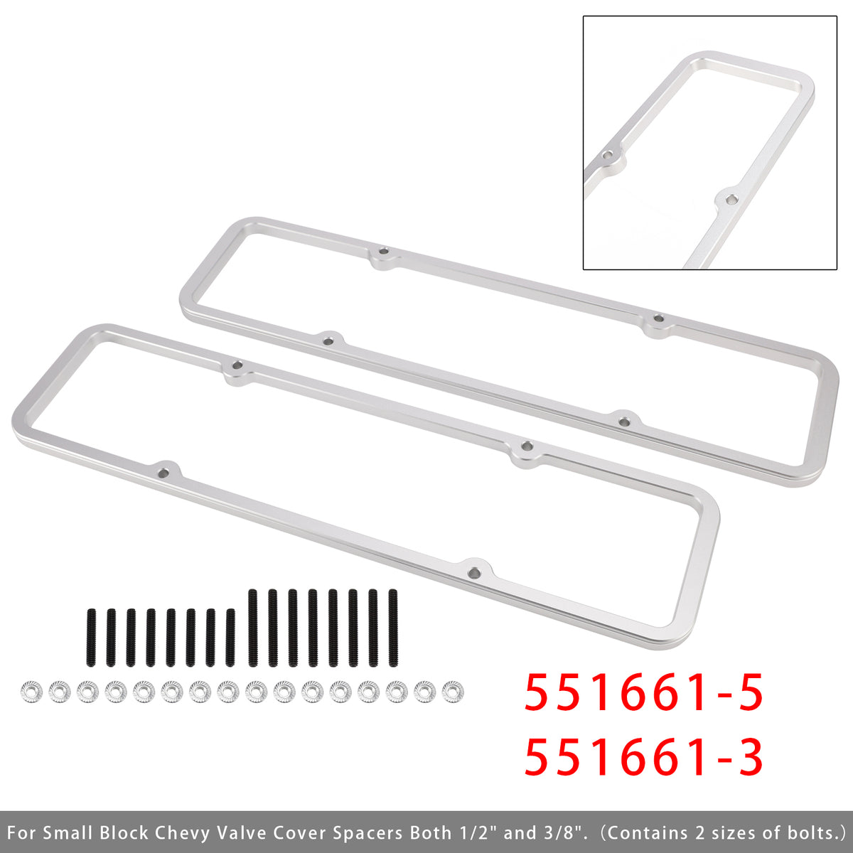 Small Block 1/2"3/8" Valve Cover Spacer 500 Riser 350 For Shaft Mount Roller