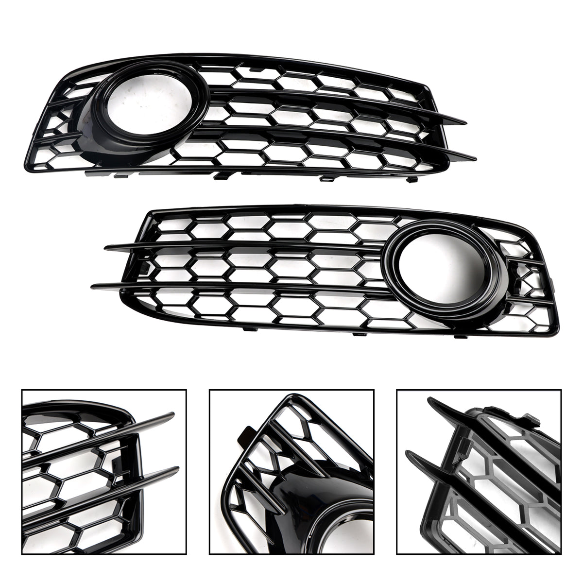 Audi A3 8P S-Line 2009-2012 Honeycomb Front Bumper Fog Light Grill Cover