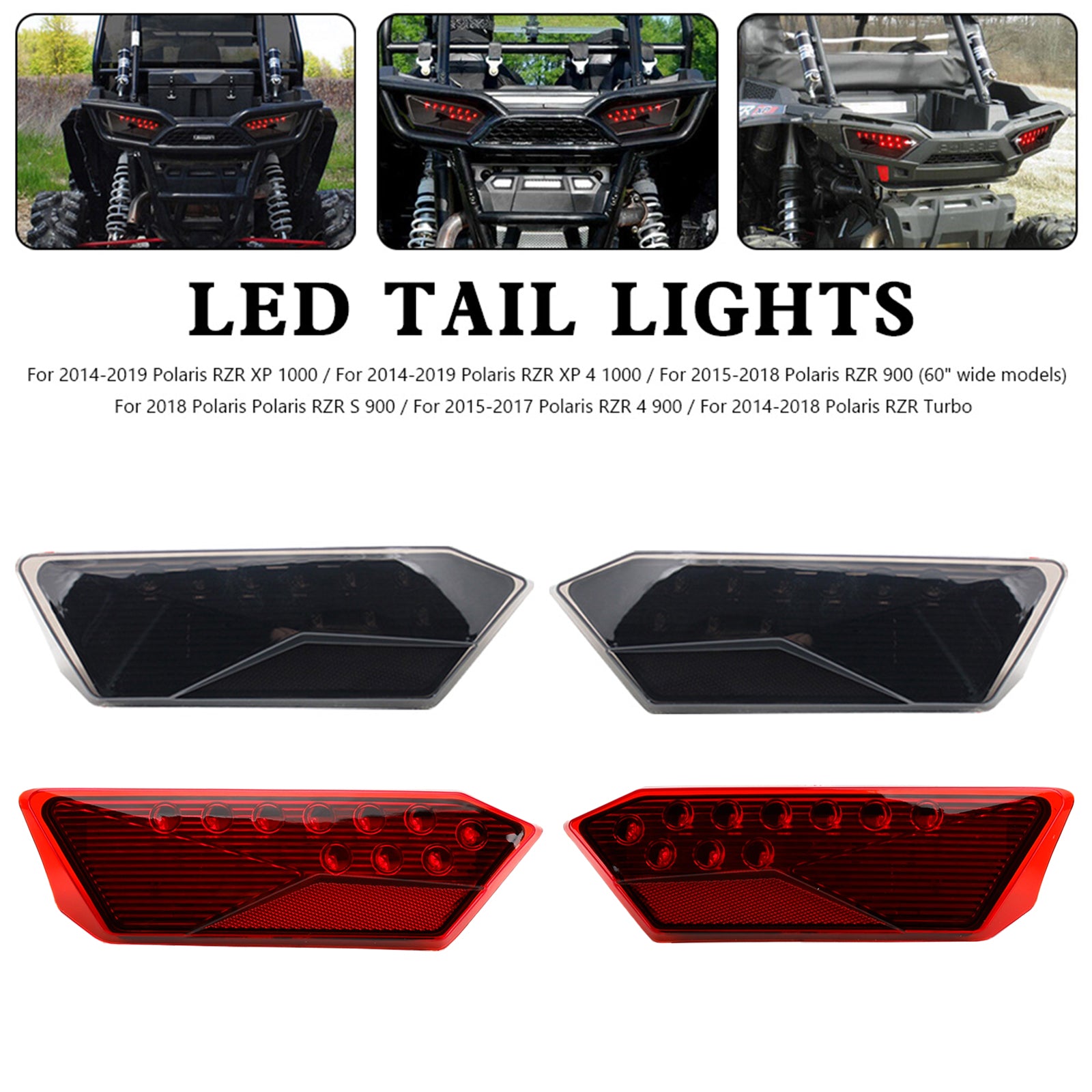 2412341 2412342 LED Tail Lights For Polaris RZR Turbo 1000 XP 900 S 2014-2019