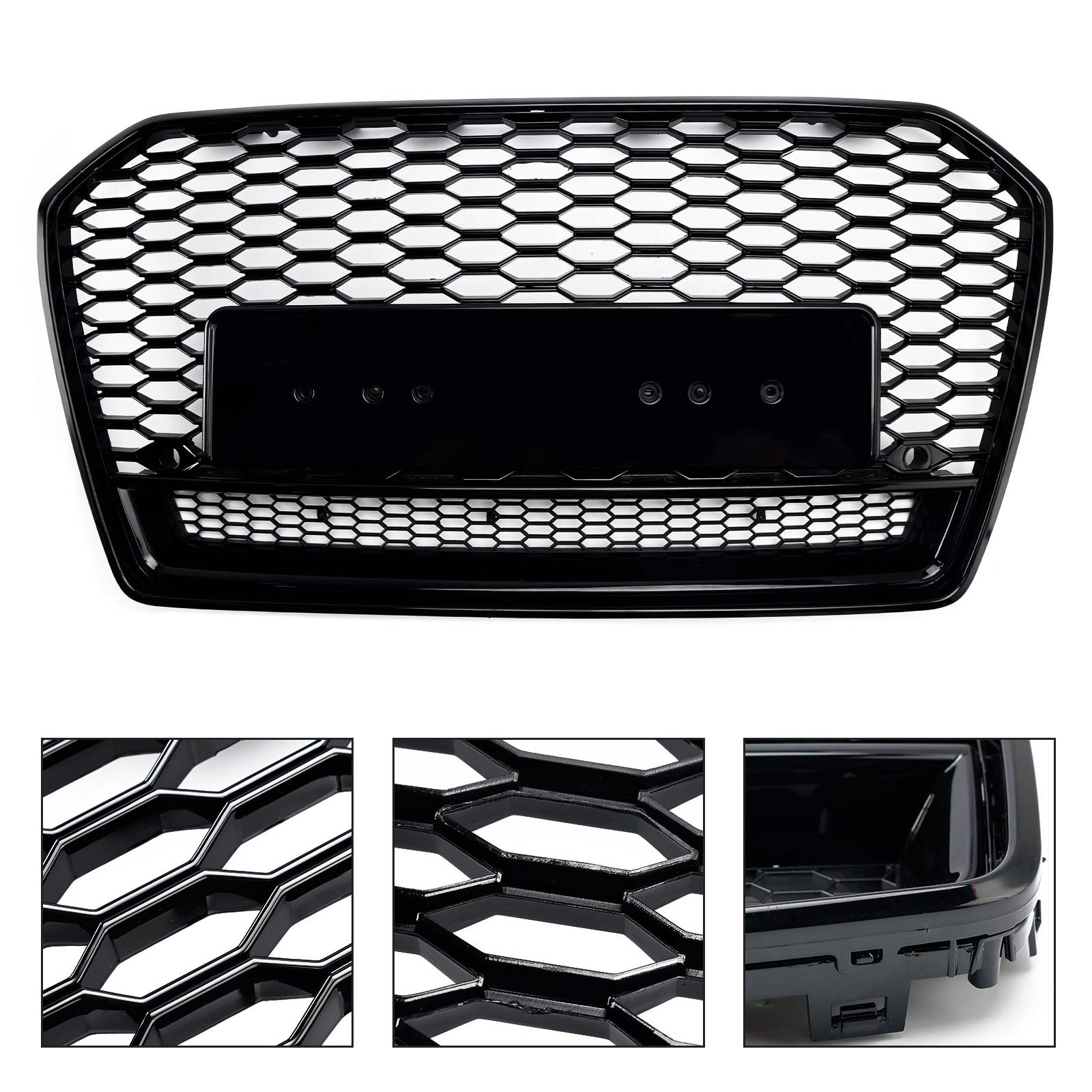 2016-2018 Audi S6 (C7) C7PA Facelift RS6 Style Honeycomb Mesh Front Grill Grille Black