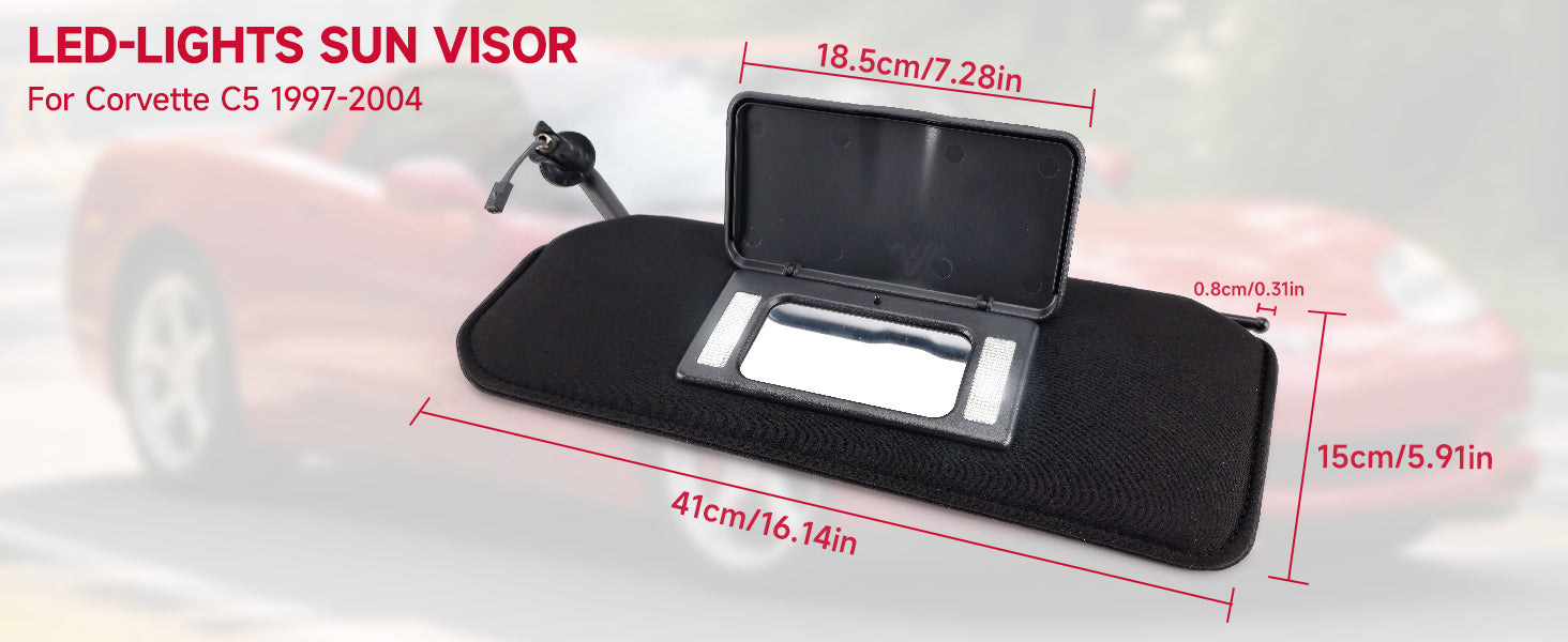 1997-2004 CORVETTE Sun Visor Vanity Mirror C5 Black SunVisors Pair Shaded