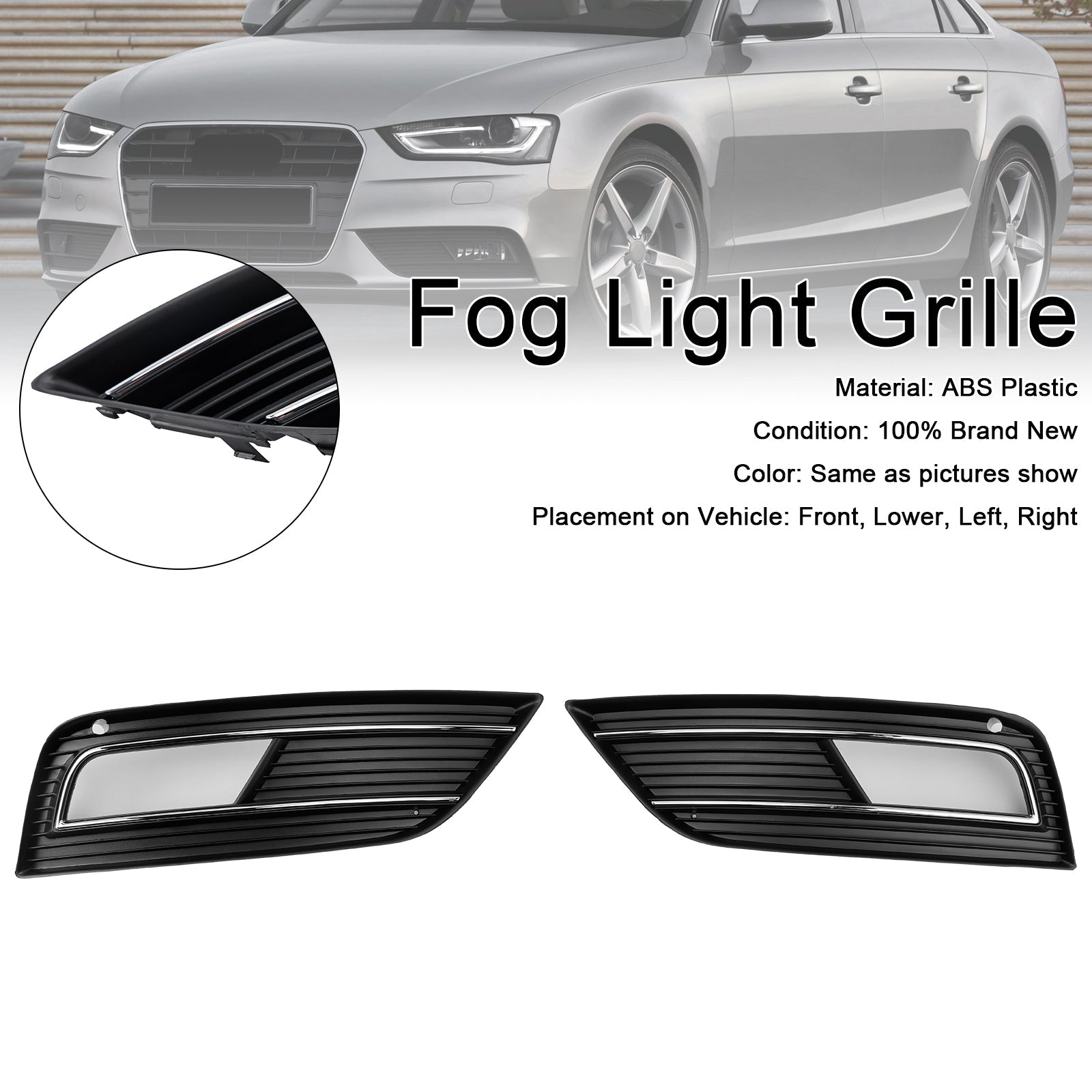 2013-2015 Audi A4 B8.5 S4 Style Fog Light Cover Grille Standard Bumper