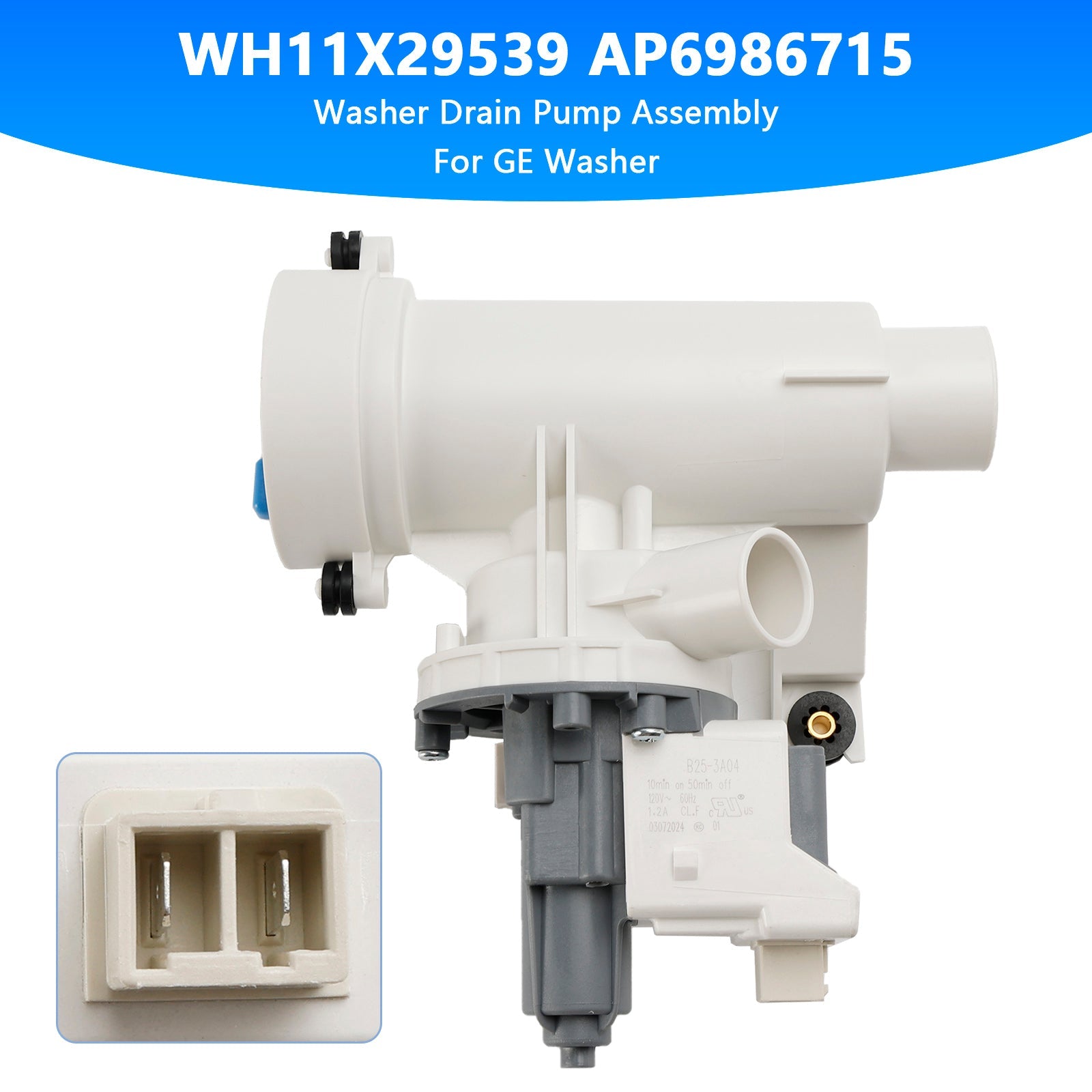 WH11X29539 AP6986715 Washer Drain Pump Assembly for GE Washing Machine