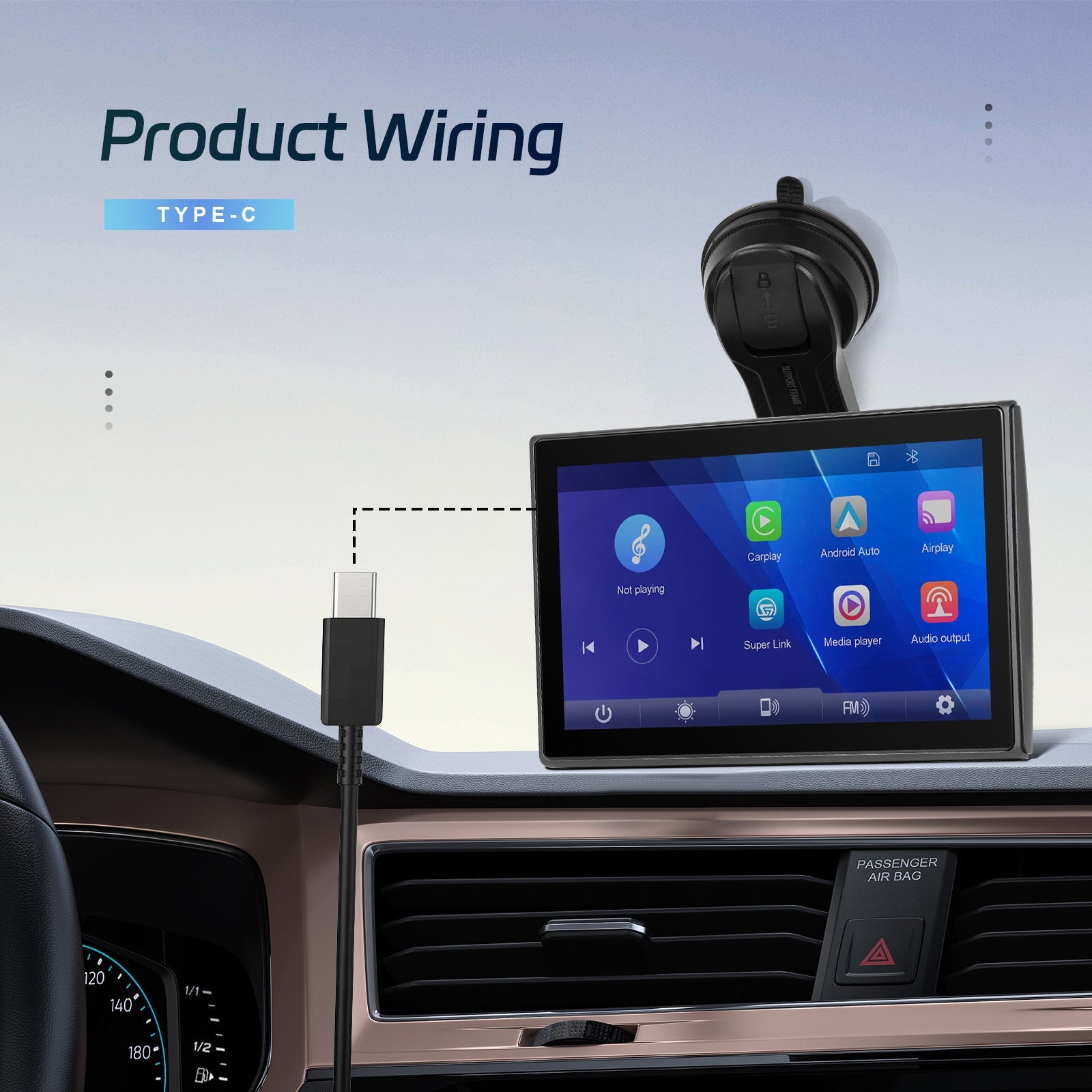 7-inch Full Touch Screen Apple CarPlay Horizontal Vertical Switching 12 LED Camera