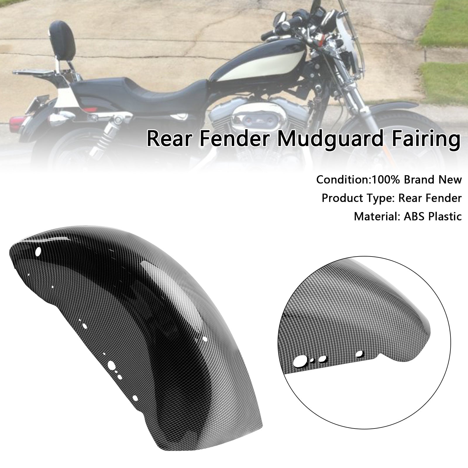 Rear Fender Mudguard Fairing For Sportster 883 1200 2004-UP