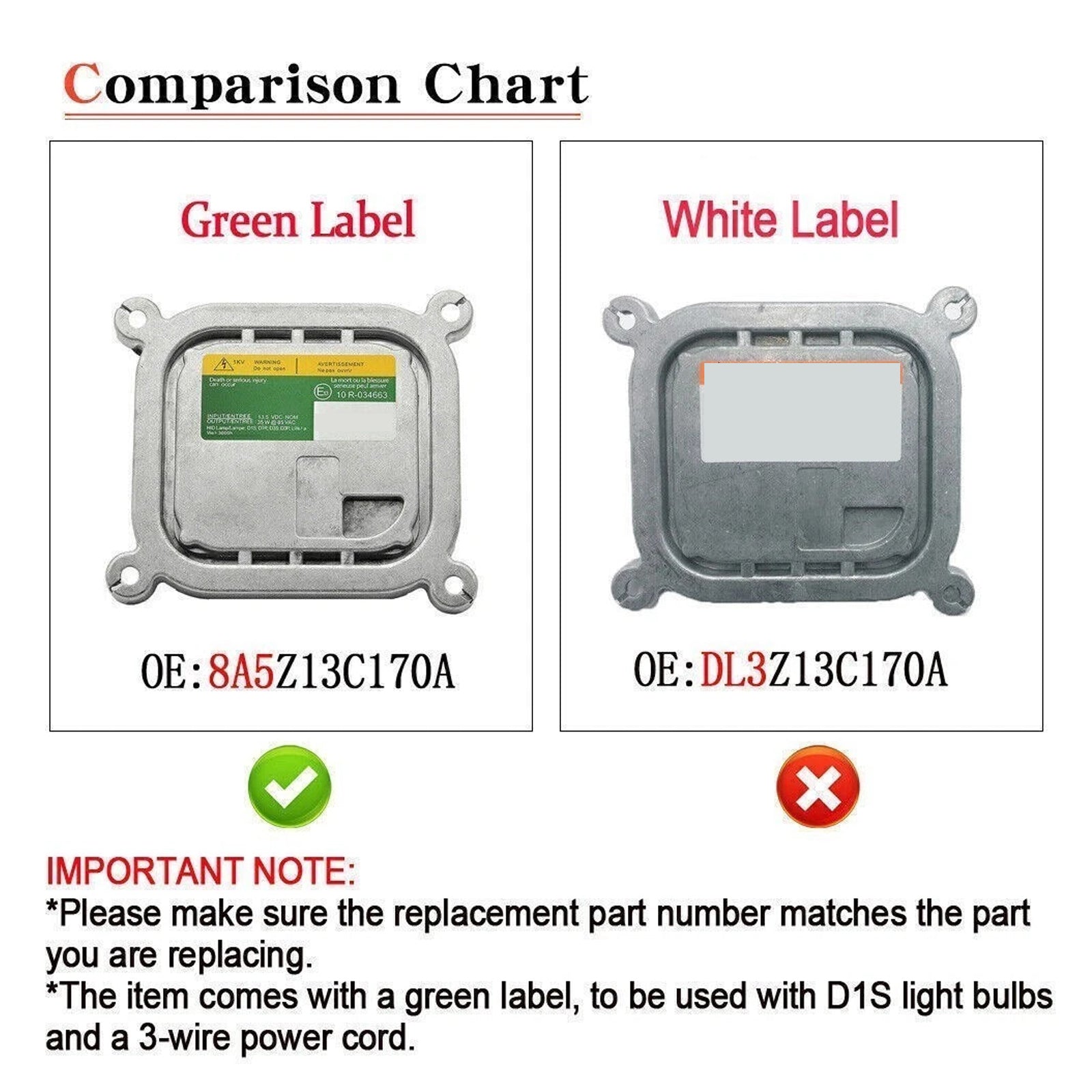 Xenon Headlight Ballast HID Control Unit Module Kit For Ford Mustang 2010-2019