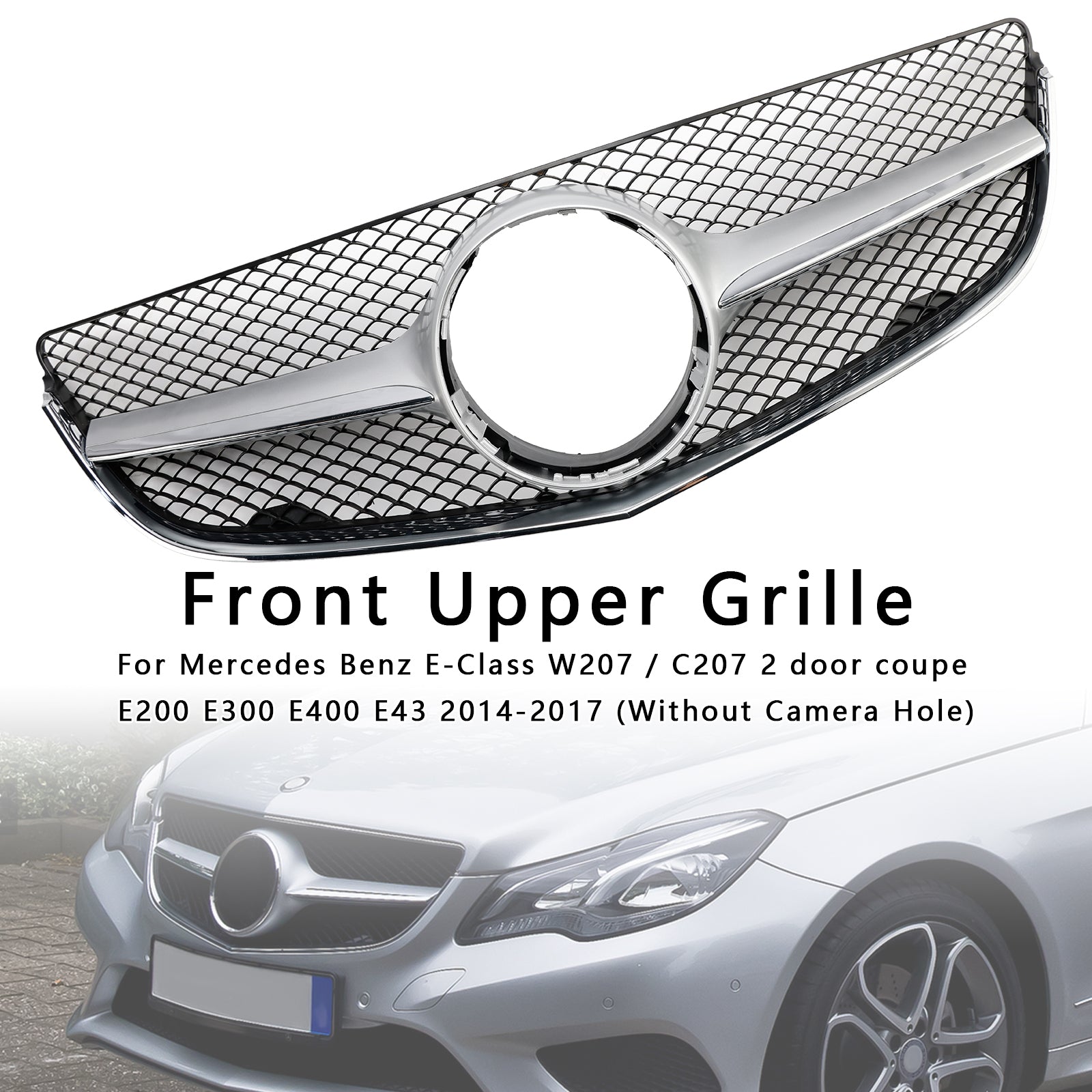 Front Bumper Grill Grille Fit Mercedes Benz E-CLASS W207 Coupe 2014-2017