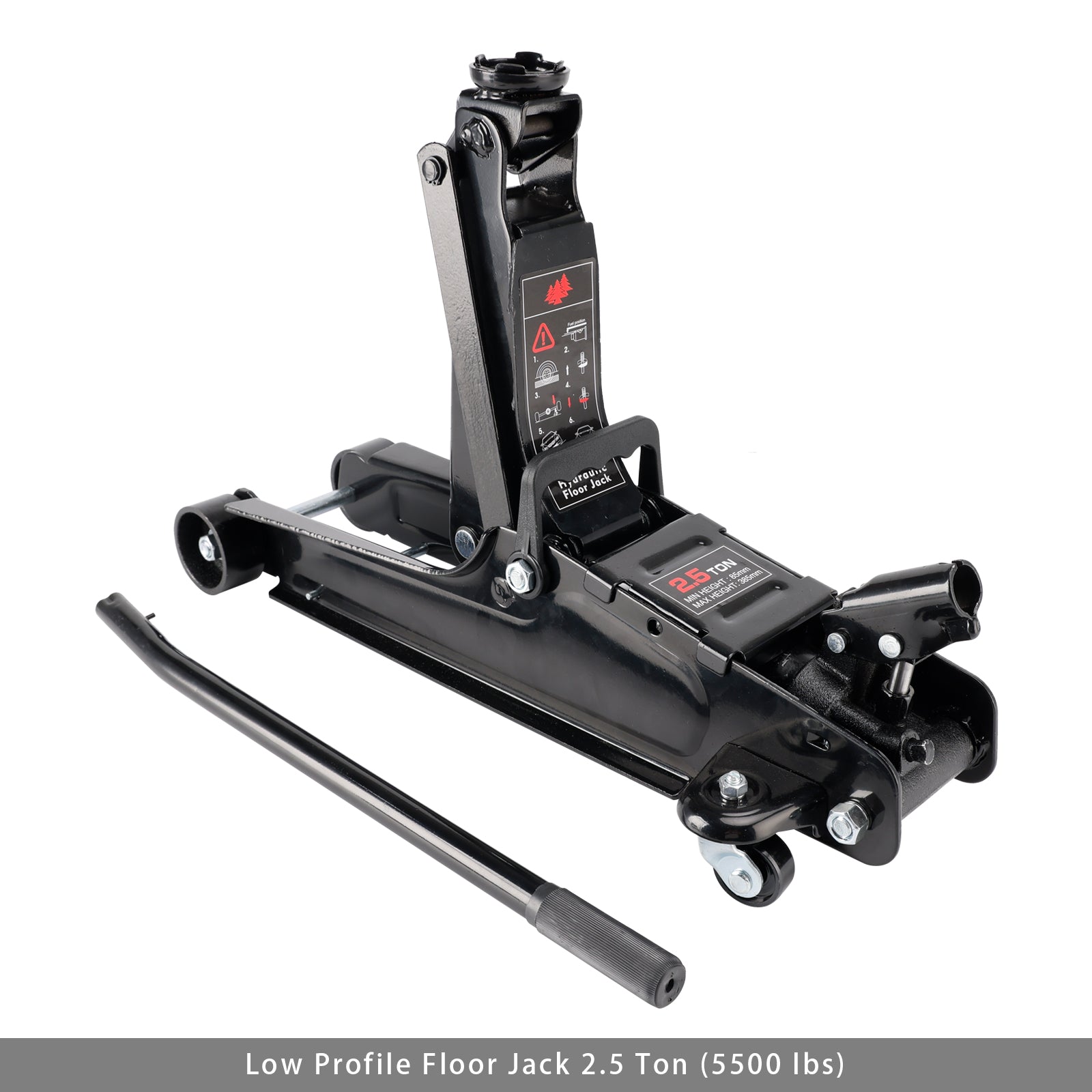Low Profile Floor Jack 2.5 Ton (5500 lbs) 3.35"-14.17" Height Lifting Range
