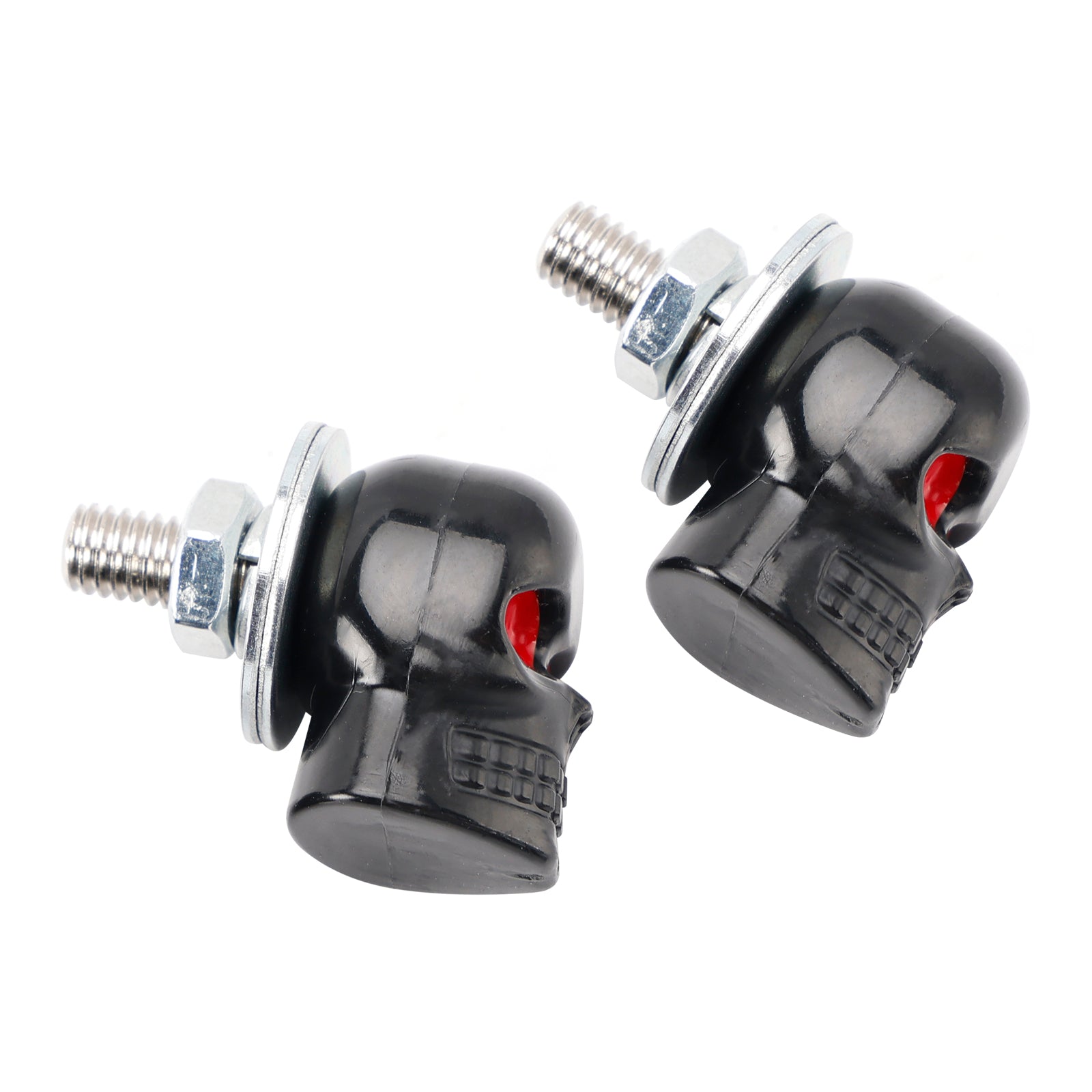 4x Motorcycle Bike Plastic Black Skull License Plate Bolt On Screw On Frame Nut