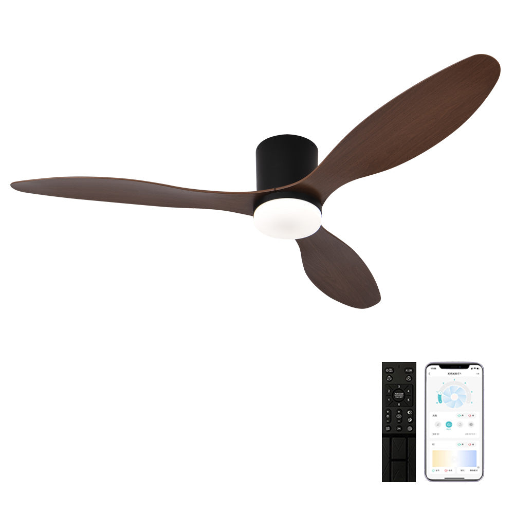 Ceiling Fans with Lights Flush Mount Dimmable LED for Bedroom DC Reversible Motor Indoor/Outdoor Use 52 Inch Low Profile Ceiling Fan with Remote/App Control