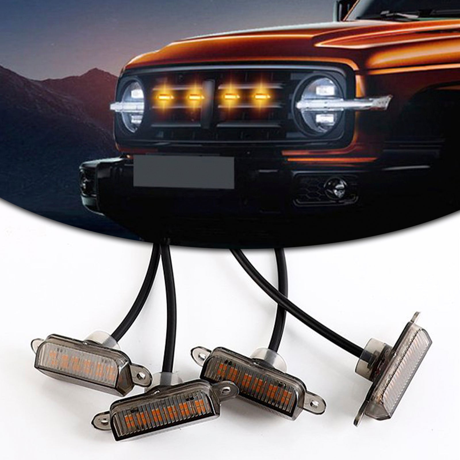 3Pcs Front Grille LED Lighting RGB With APP Controller For SUV off-road vehicles