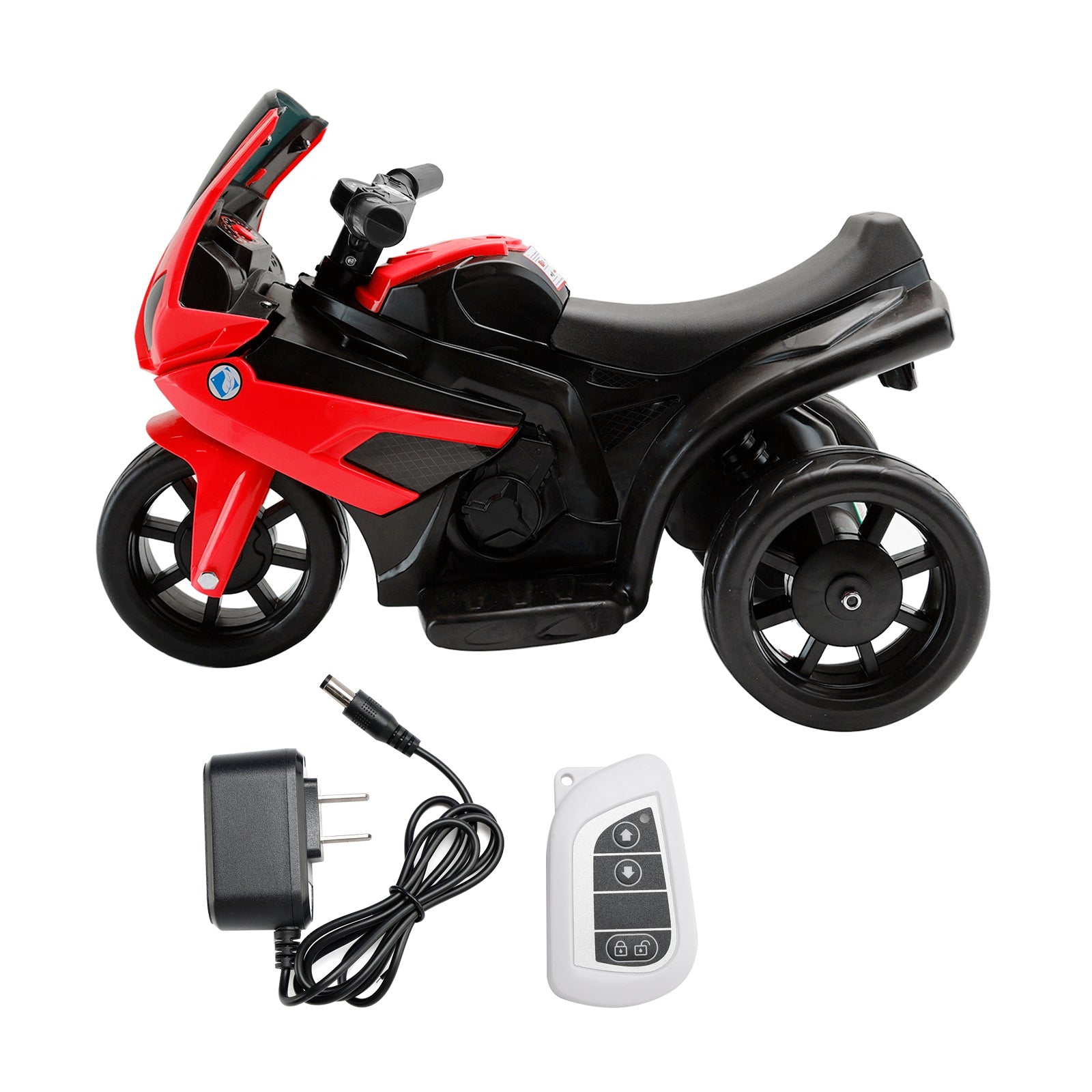3Wheel 6V Kid Ride On Motorcycle Electric Toy With Remote Control LED Light Red
