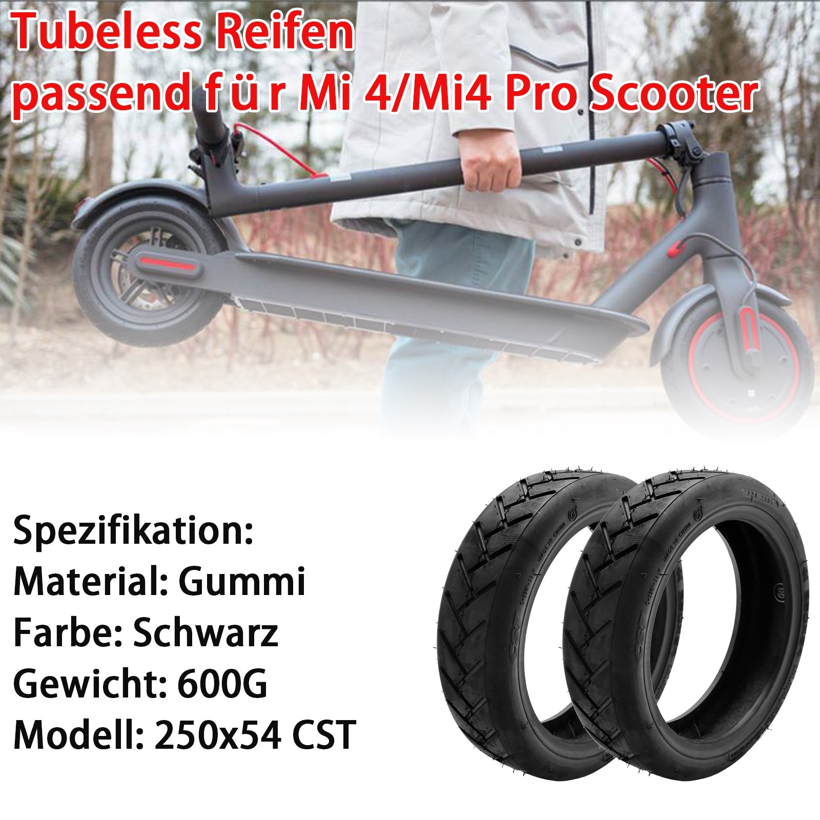 250x54 CST Electric Scooter Tire Tubeless Thickened Tyre For Xiaomi 4/Mi4 Pro