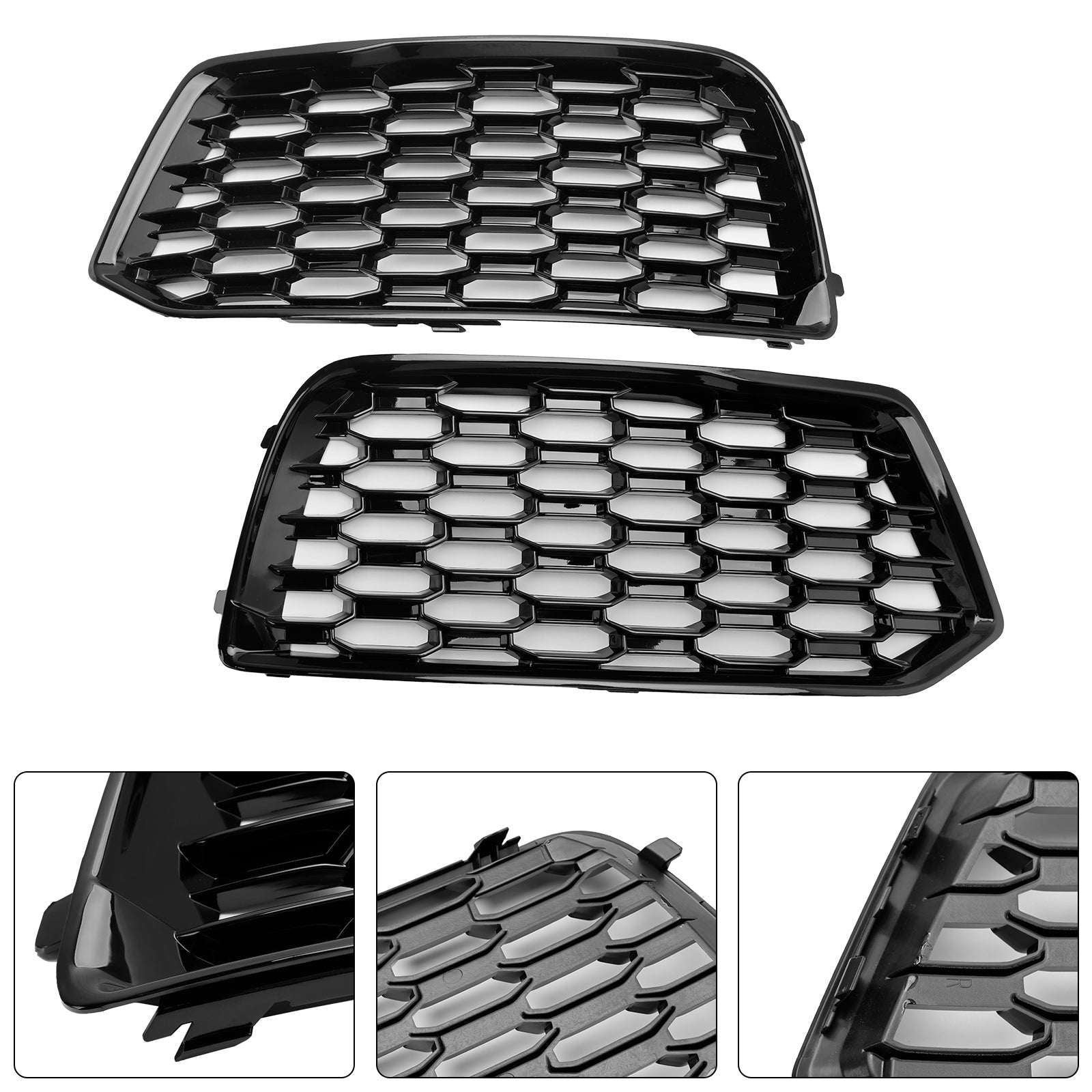 2PCS Front Bumper Cover Grill Grille Bezel Insert Fit Audi Q5 2018-2022 Mesh