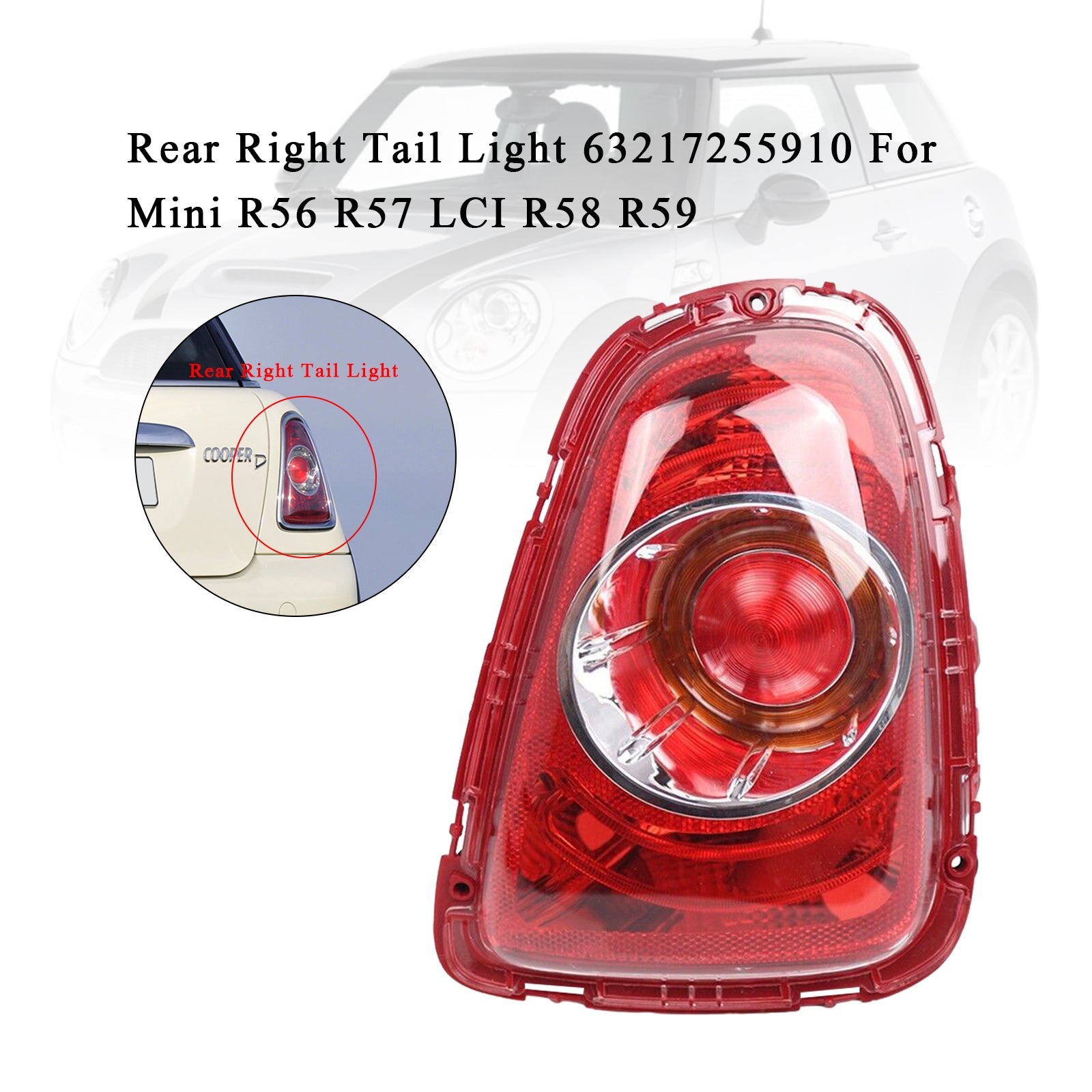 Rear Right Tail Light 63217255910 For Mini R56 R57 LCI R58 R59