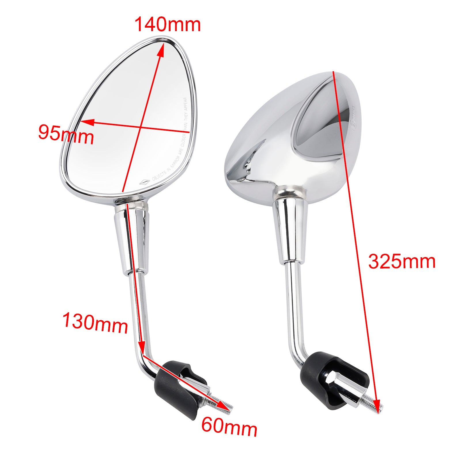 Mirror M8 Shorty left&right Chrome For Piaggio Vespa Sprint 50 125 150 Scooter