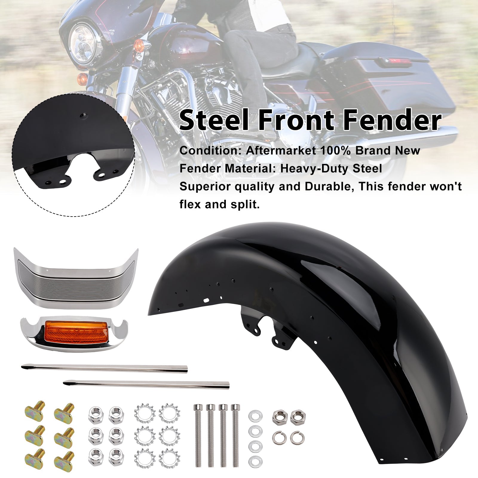 2014-2024 Touring Electra Glide Ultra Limited Steel Front Fender Mudguard