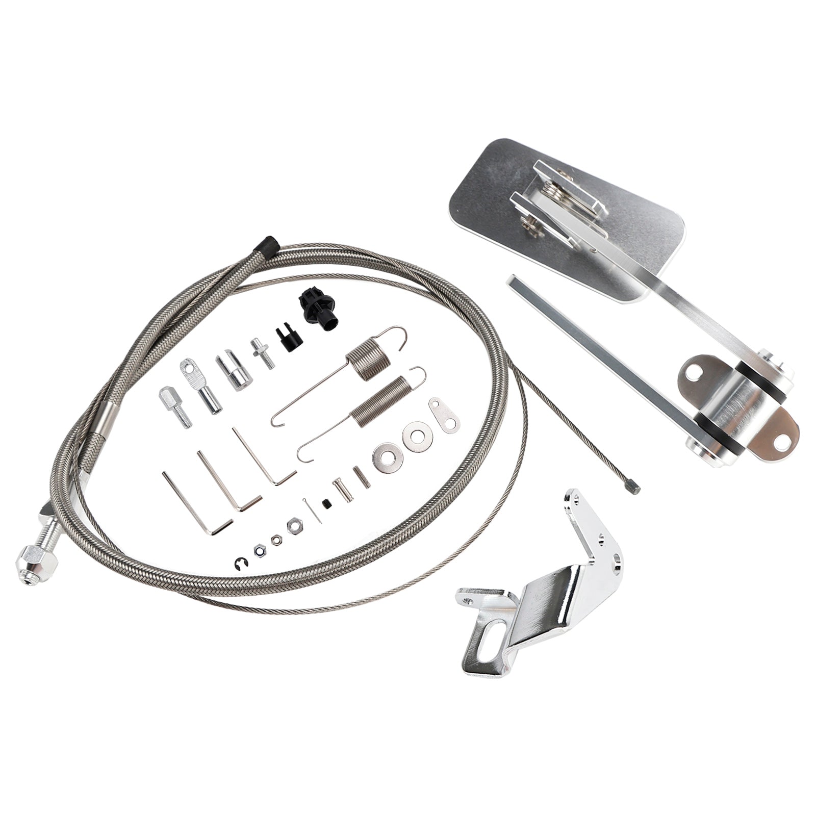 Universal Street Hot Rod Aluminum Gas Pedal 24" SS Throttle Cable & Spring Set