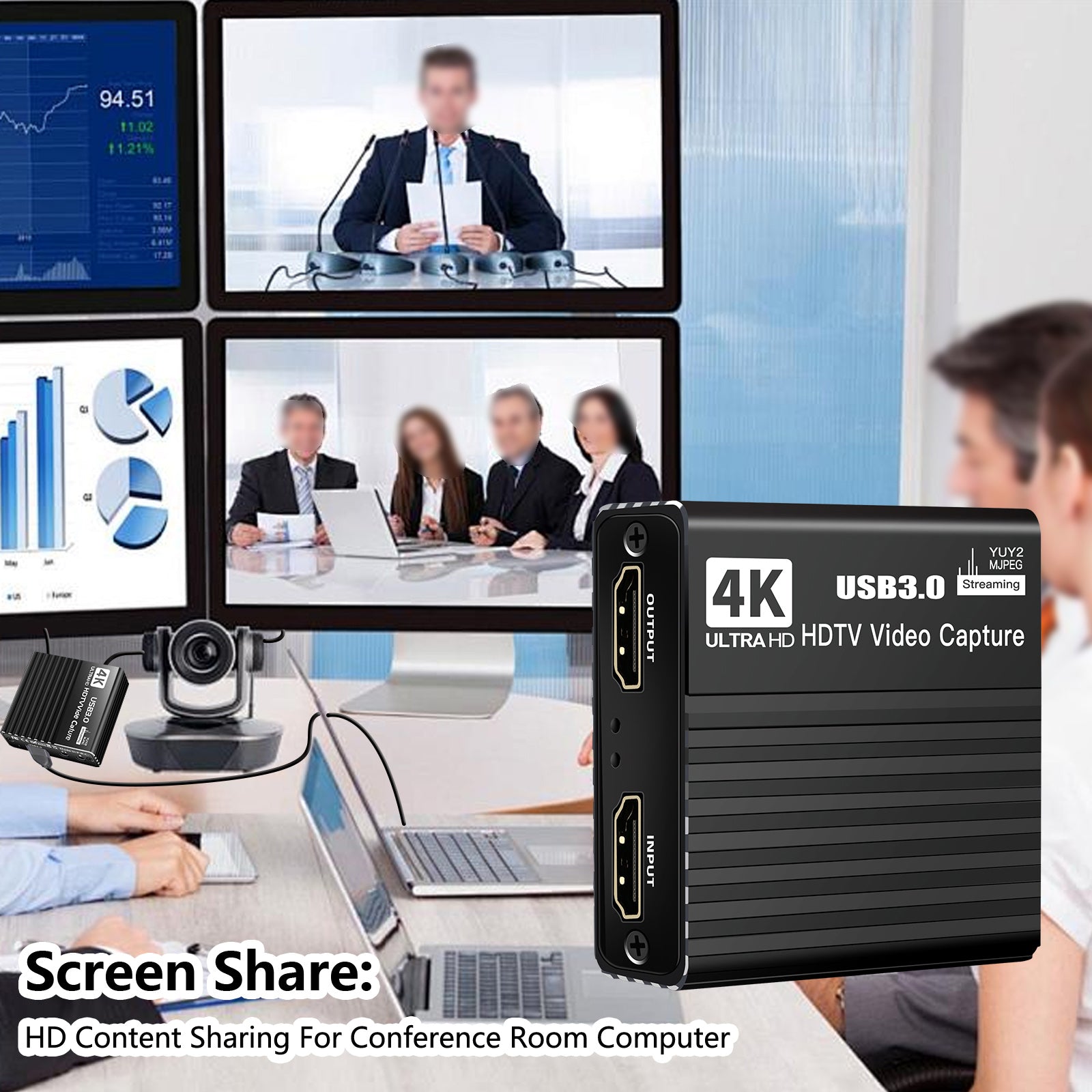 USB 3.0 Video Capture Card HDMI 4K Recording Box Game Live Broadcast Microphone