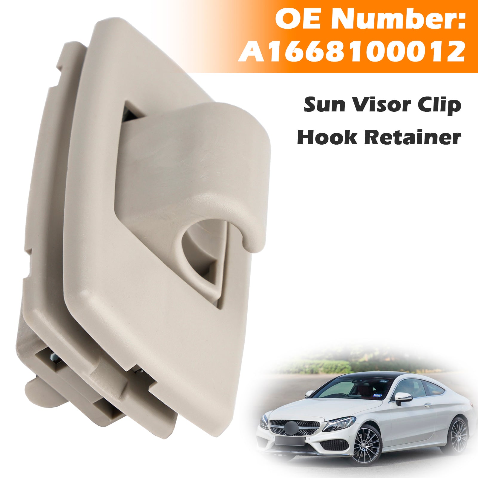 Gray Sun Visor Clip Hook Retainer For Mercedes Benz C-class W205 S205 2015-2019