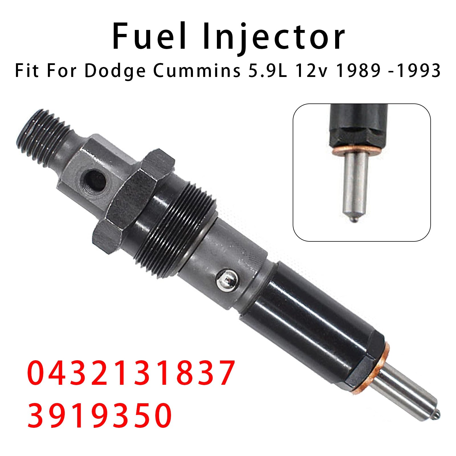 1Pcs Fuel Injector For Dodge D250 D350 Cummins 89-93 5.9L 12V 0432131837 3919350