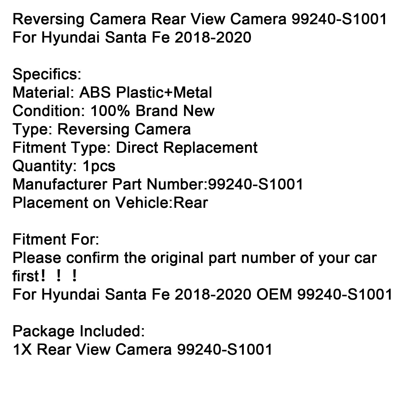 2018-2020 Hyundai Santa Fe Reversing Camera Rear View Camera 99240-S1001