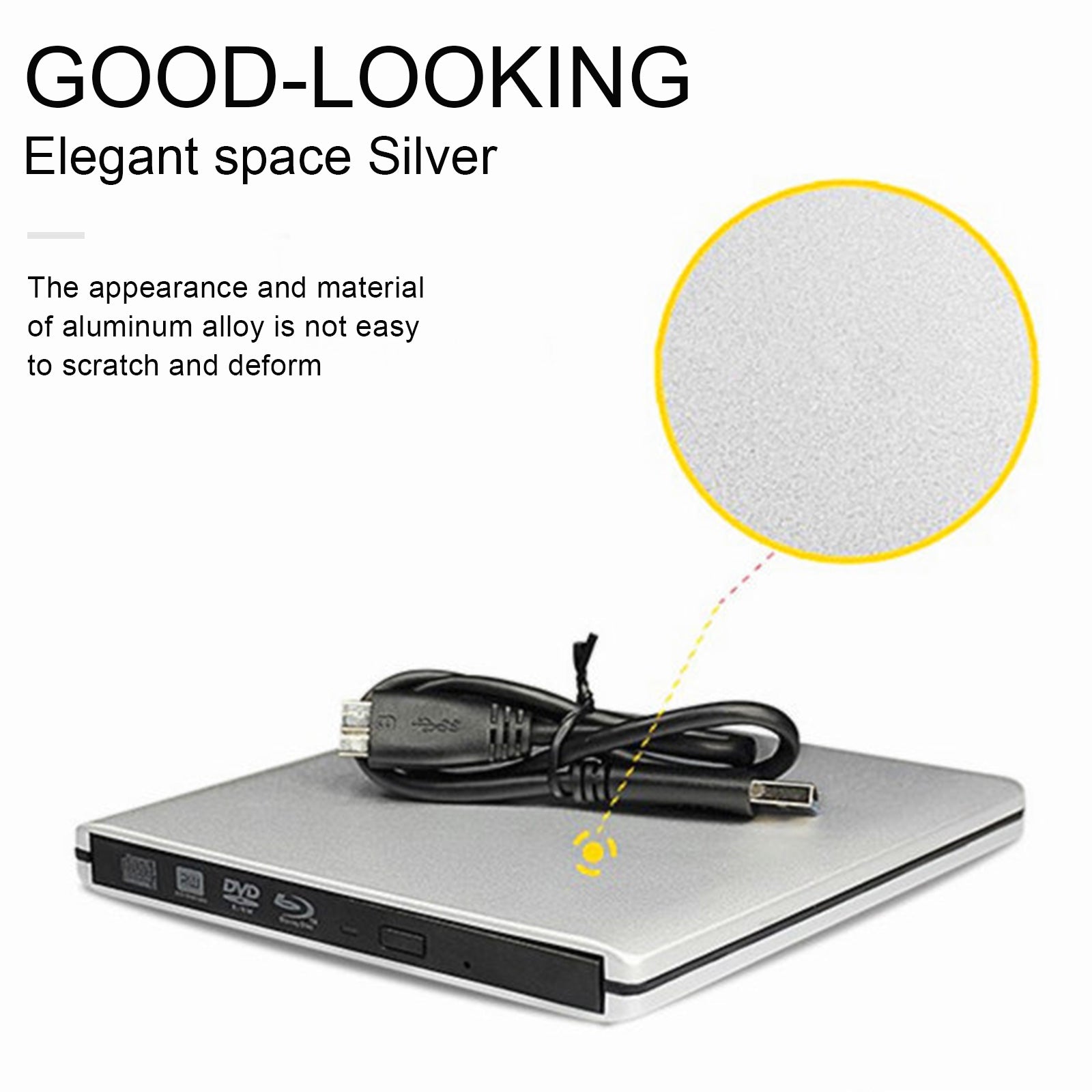 4K Genuine Burner External USB 3.0 Super Slim DVD BD Recorder Drive Silver