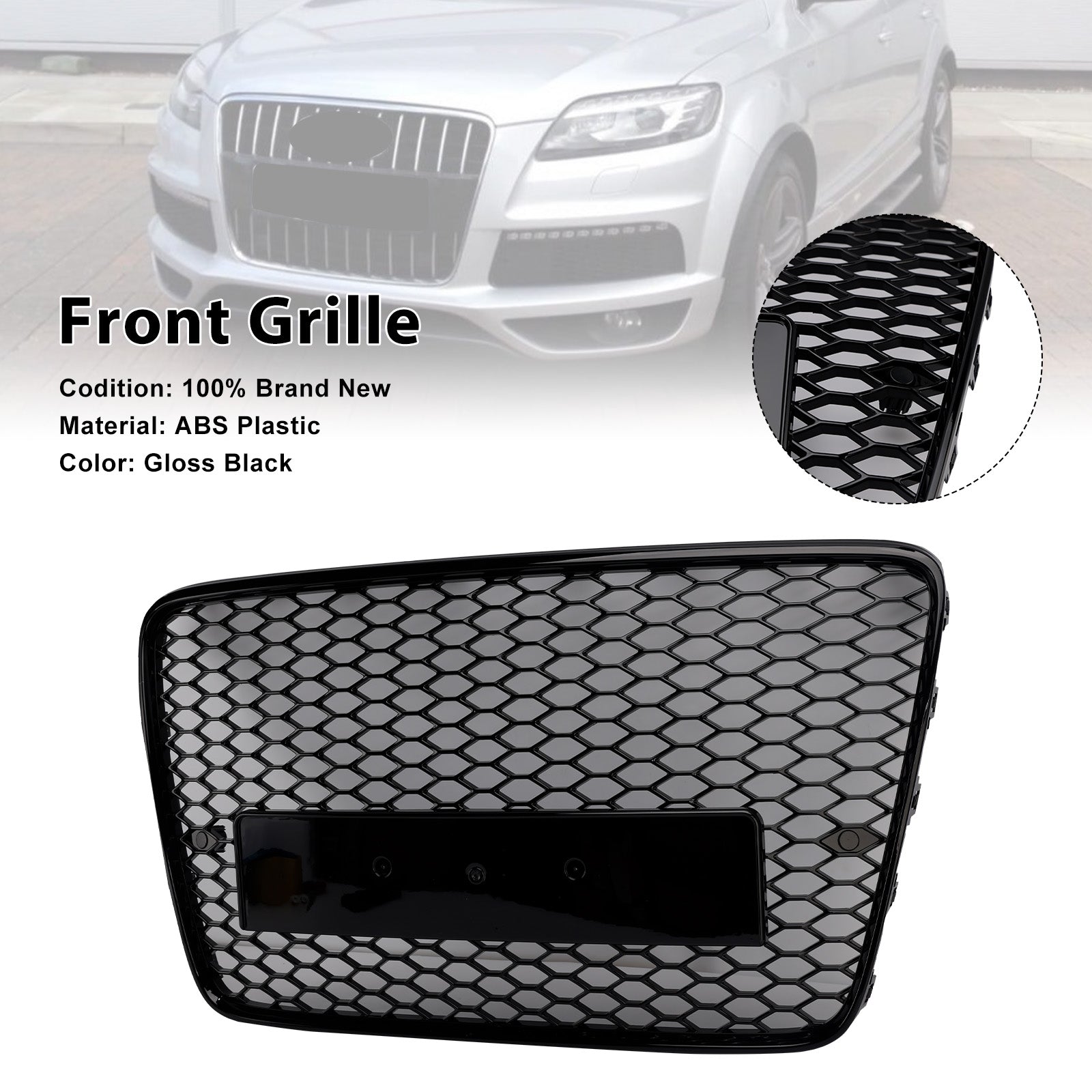 Gloss Black Front Bumper Radiator Vent Mesh Grille Grill Fit Audi Q7 2005-2015