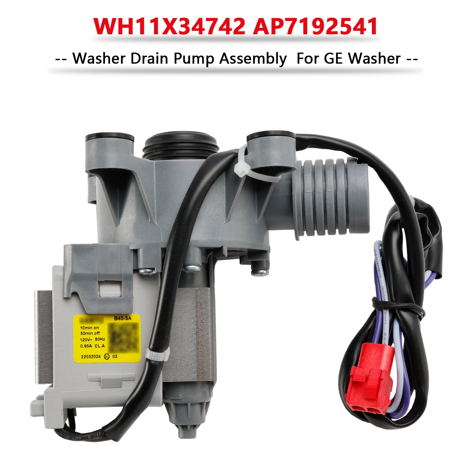 WH11X34742 AP7192541 Washer Drain Pump Assembly for GE Washing Machine