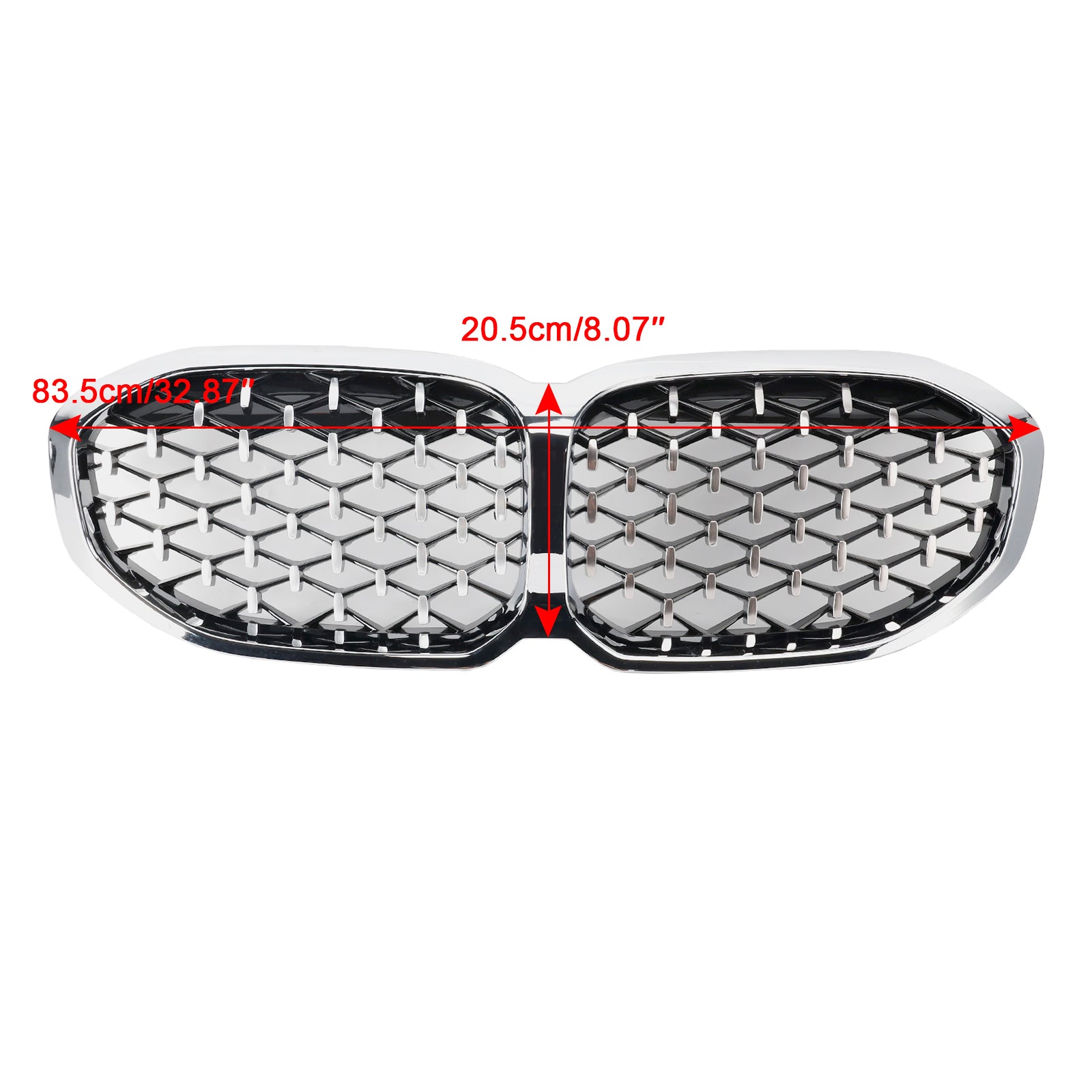 Front Kidney Grille Grill For BMW 1 Series F40 19-23 Silver Diamond Style
