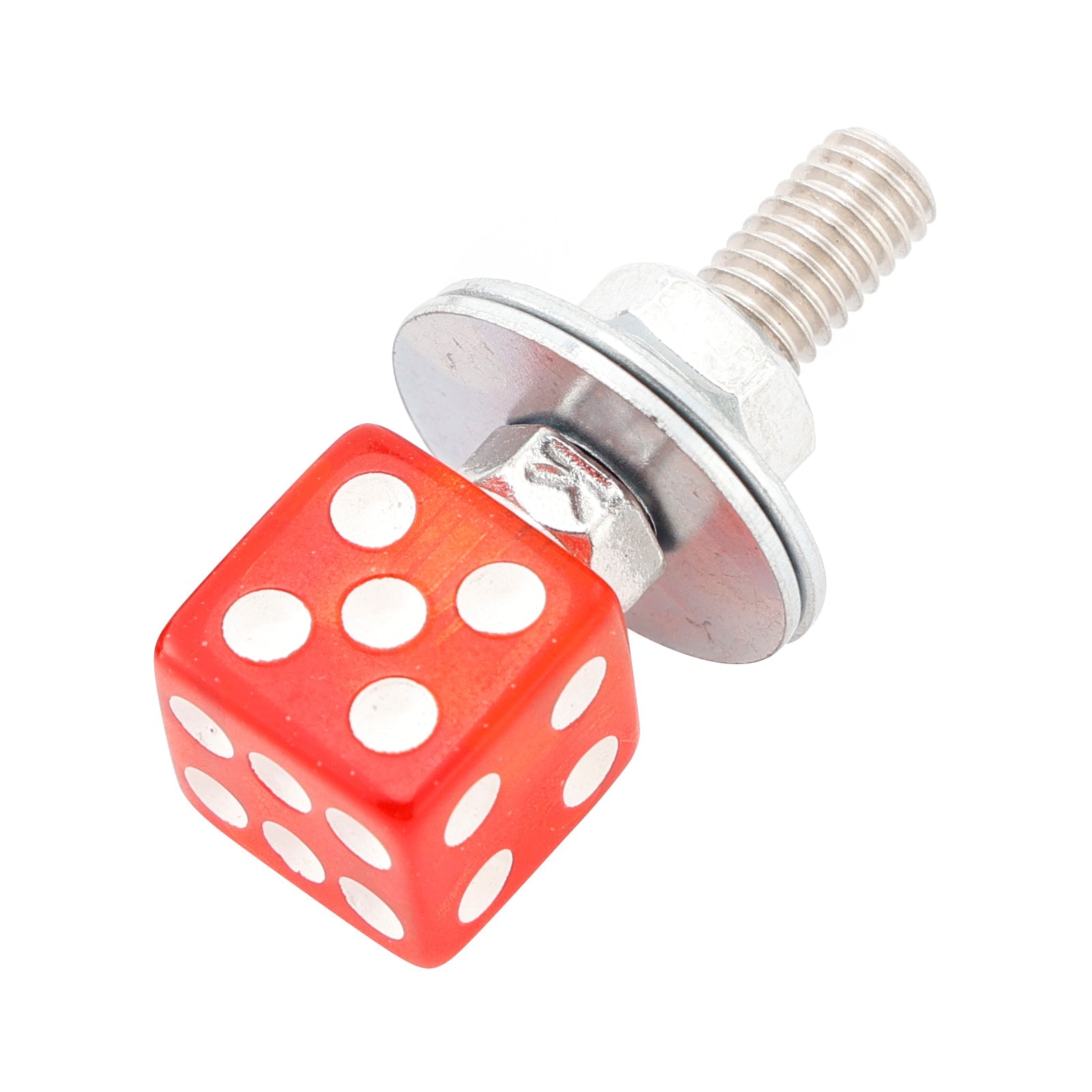 2x Motorcycle Bike Plastic Red Dice License Plate Bolt On Screw On Frame Nut