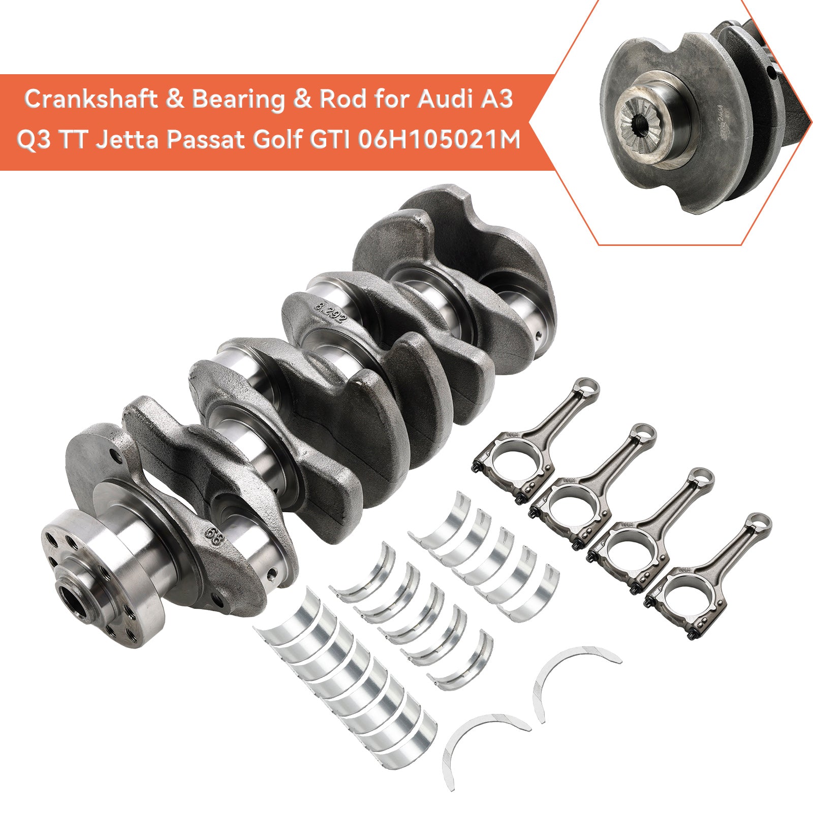 Crankshaft & Bearing & Rod for Audi A3 Q3 TT Jetta Passat Golf GTI 06H105021M