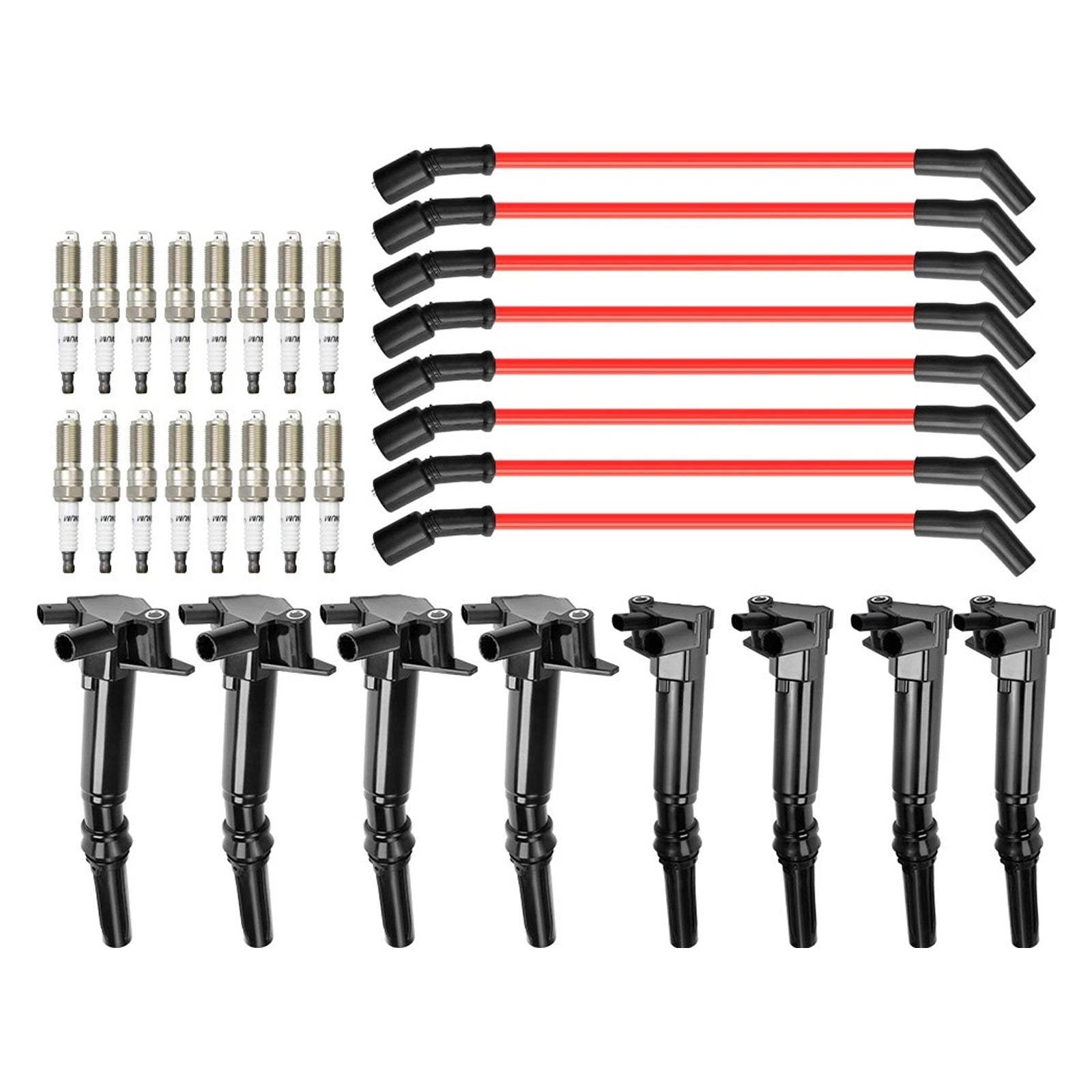 2018-2019 Ford E-350 Super Duty 6.2L V8 8 Ignition Coil+16 Spark Plug+8 Wires UF834 UF865 HL3Z-12029-C