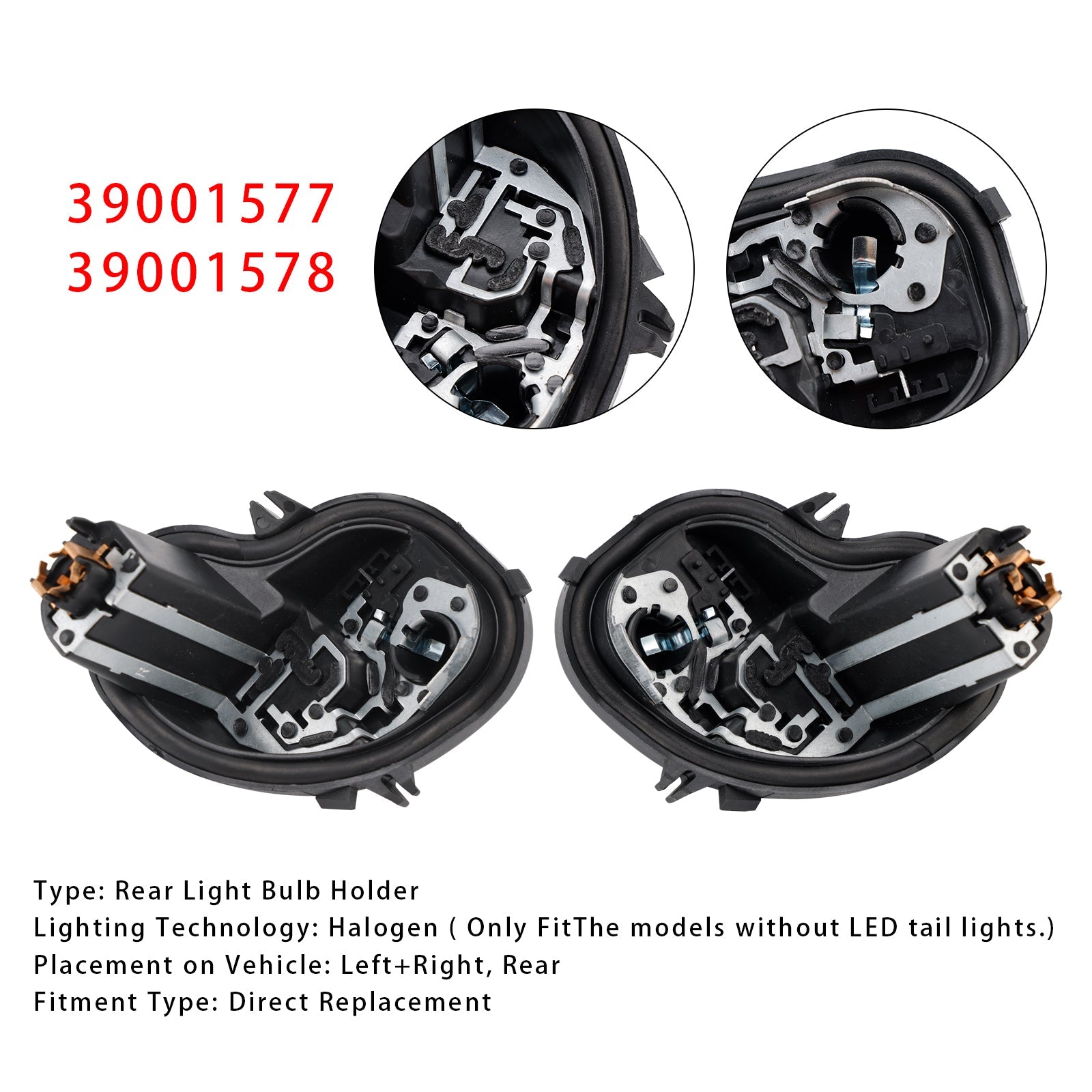 2016-2023 VAUXHALL ASTRA K 5 DOOR HATCHBACK Left+Right Rear Light Bulb Holder 39001577 39001578
