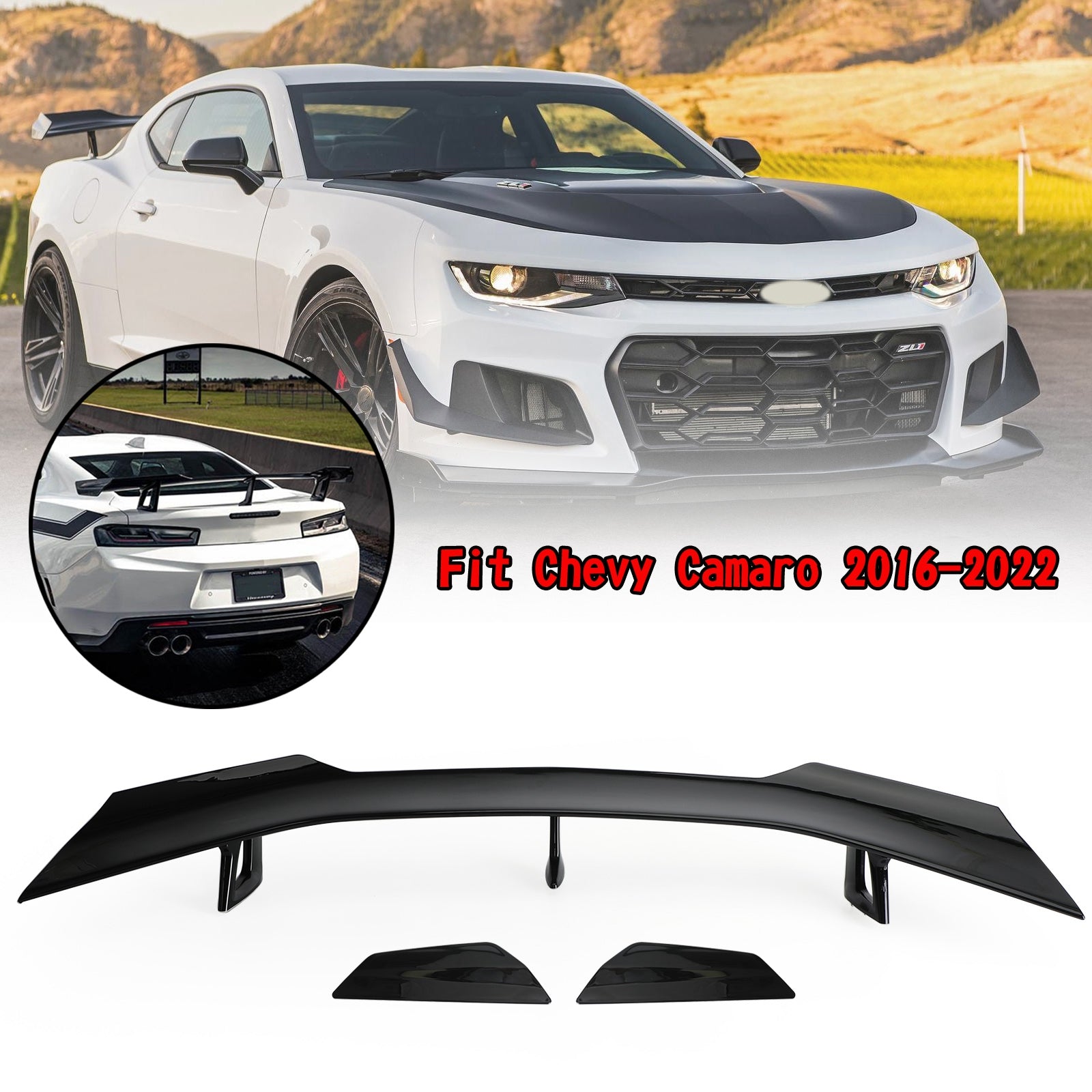 Gloss Black ZL1 1LE Style Rear Trunk Wing Spoiler Fit Chevy Camaro 2016-2022