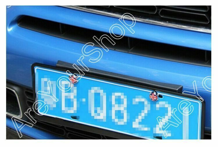 Union Jack Chrome Metal License Plate Frame Screw Bolt Cap for Mini Cooper