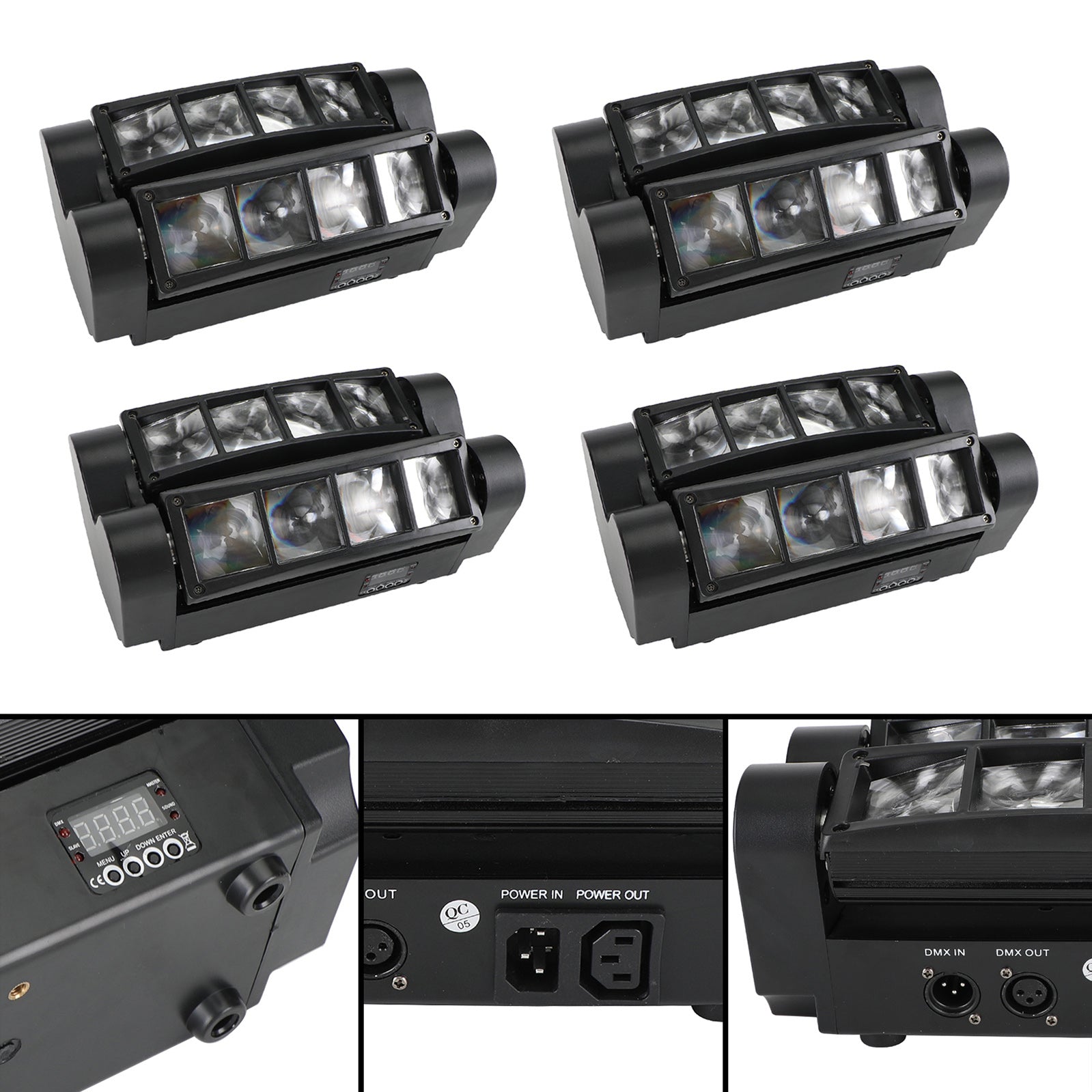 4Pcs 80W 8LED RGBW Spider Moving Head Stage Lighting Beam DMX Party DJ Lighting