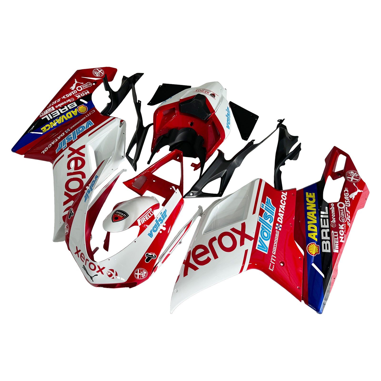 Fairings for 2007-2012 Ducati 1098 1198 848 White & Red Xerox  Generic