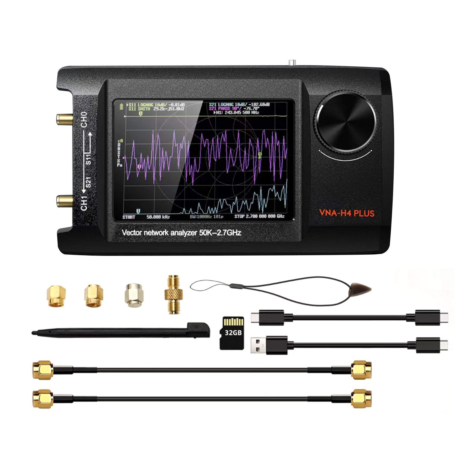 4Inch Upgraded NanoVNA Plus 50kHz-2.7GHz Handheld Vector Network Analyzer