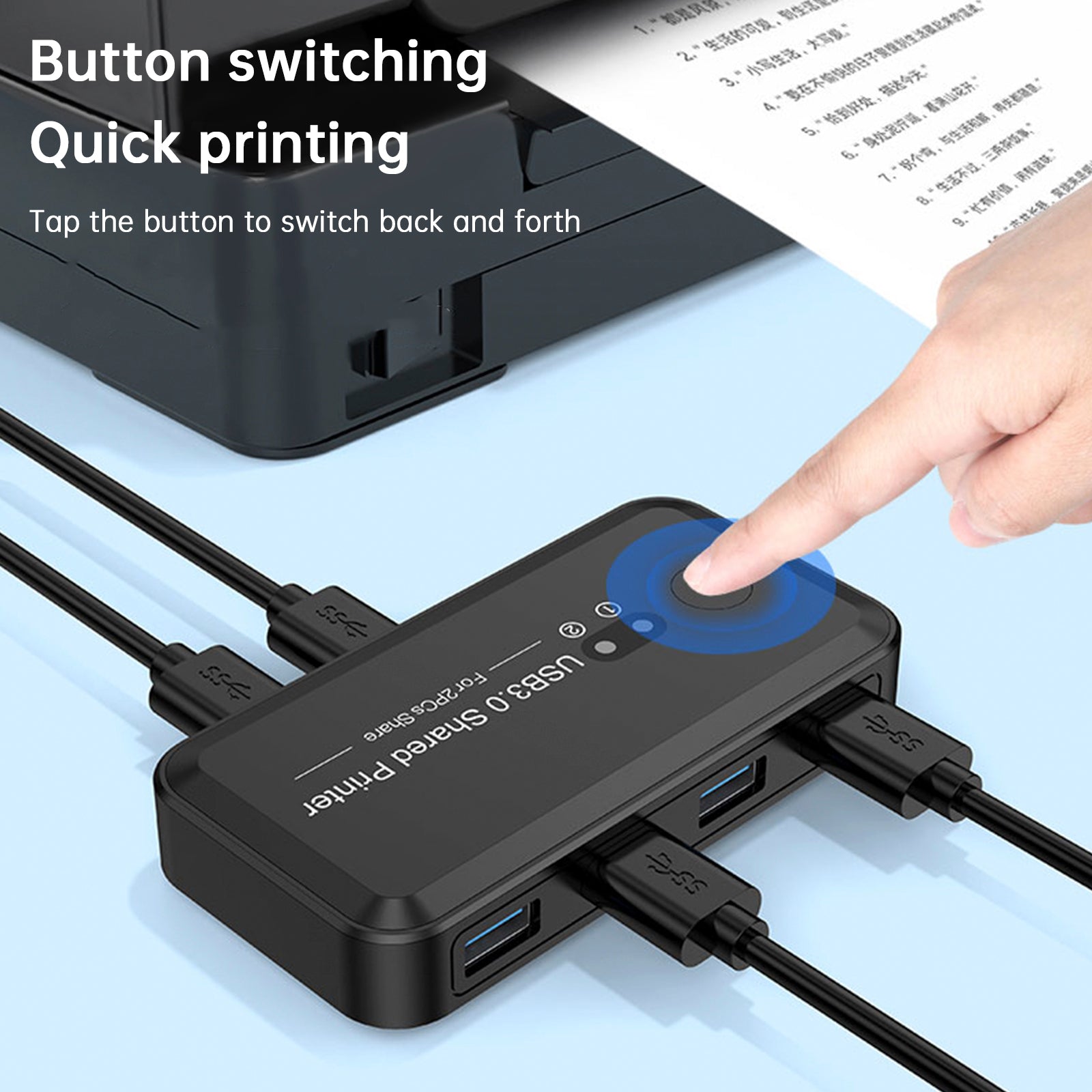 USB3.0 Switcher 2-Input 4-Output Printer Sharing Device Dual Computers Share